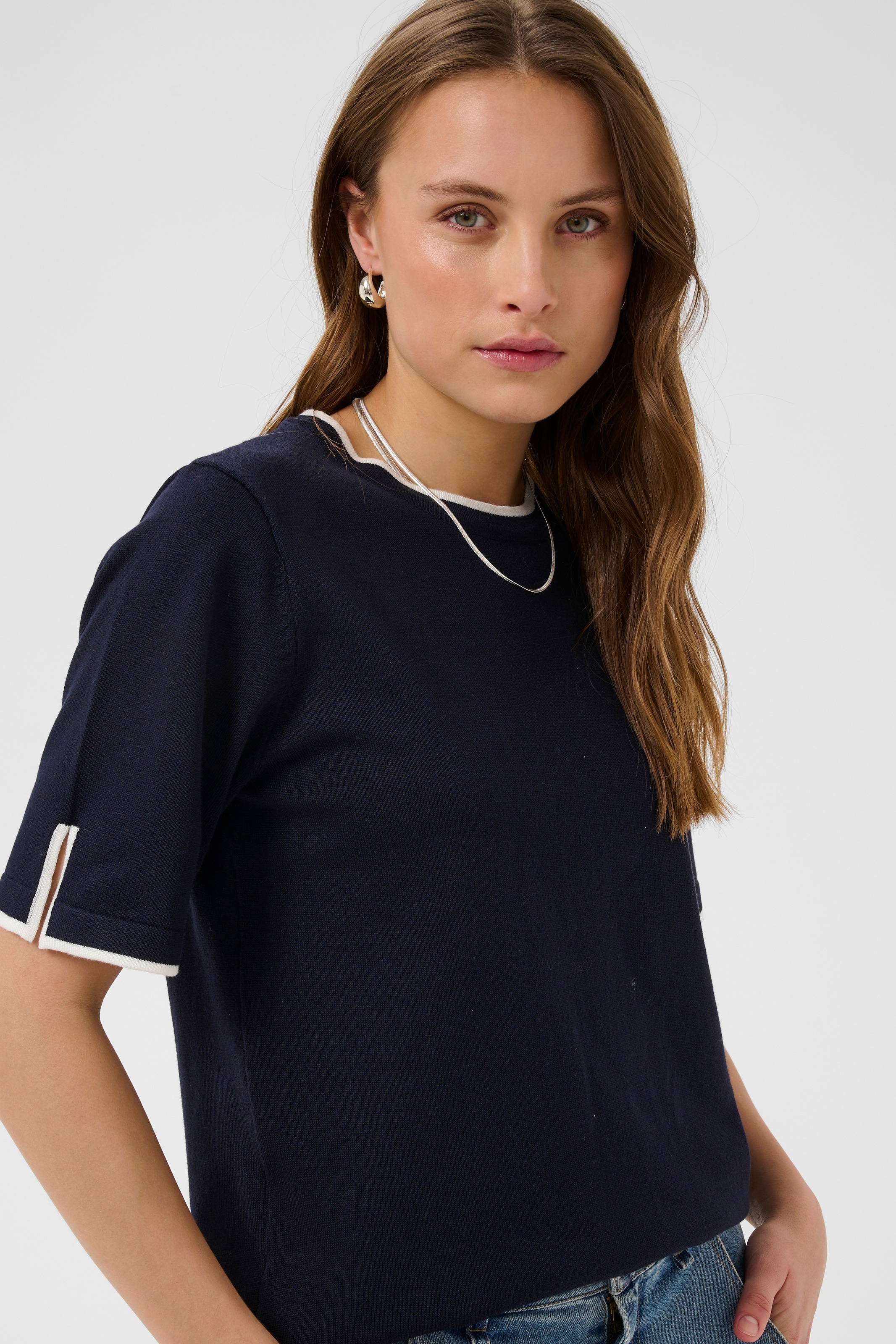 Saint Tropez Strickpullover »MilaSZ Contrast Stripe SS Pullover« Viskosemischung, Regular fit