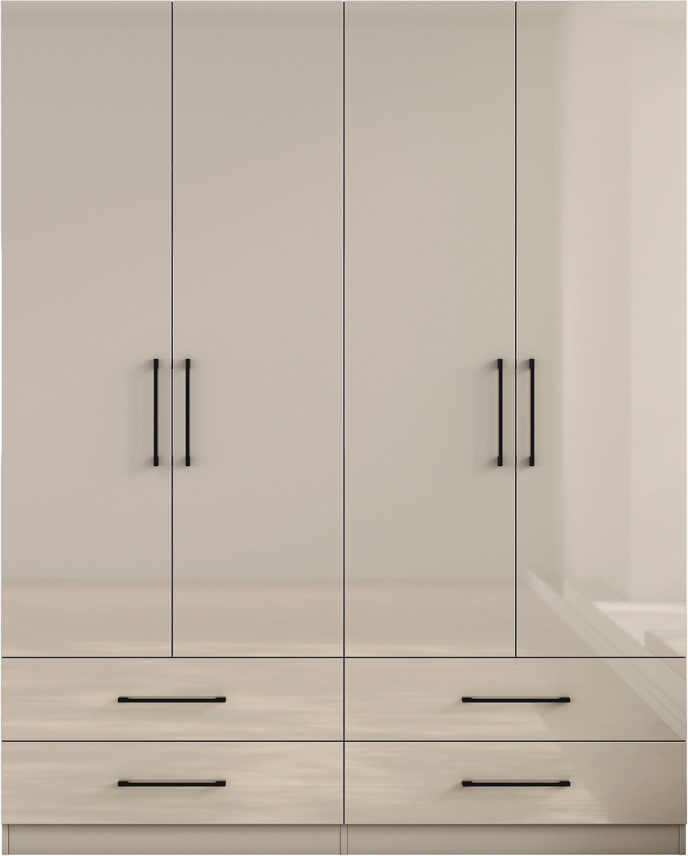 OTTO home Kleiderschrank »Sylt Schlafzimmerschrank Bestseller mit hochglänzenden Fronten« Drehtürenschrank mit 4 Schubladen und 4 Türen,  Schrank in Breite 160 mit viel Stauraum