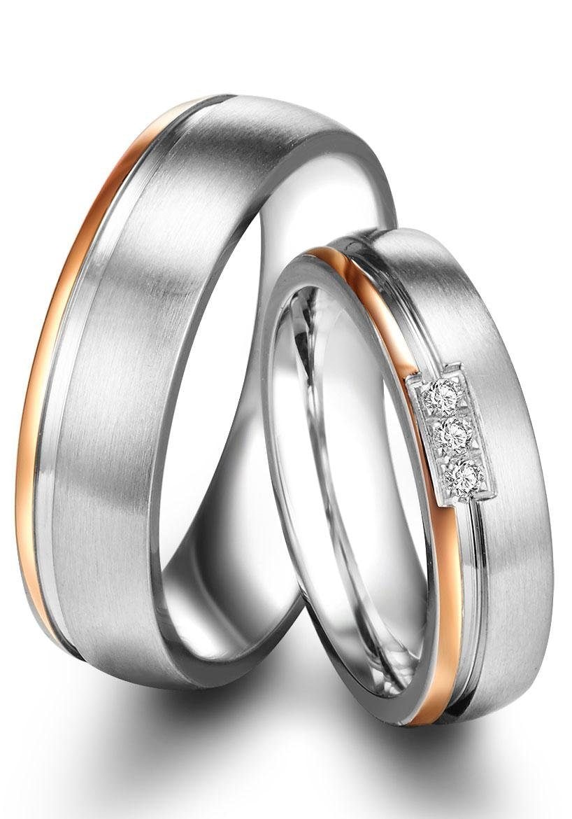 DOOSTI Trauring »Schmuck Geschenk LIEBE«, Ehering o. Trauring ♕ ohne Edelstahl bei Partnerring mit Zirkonia