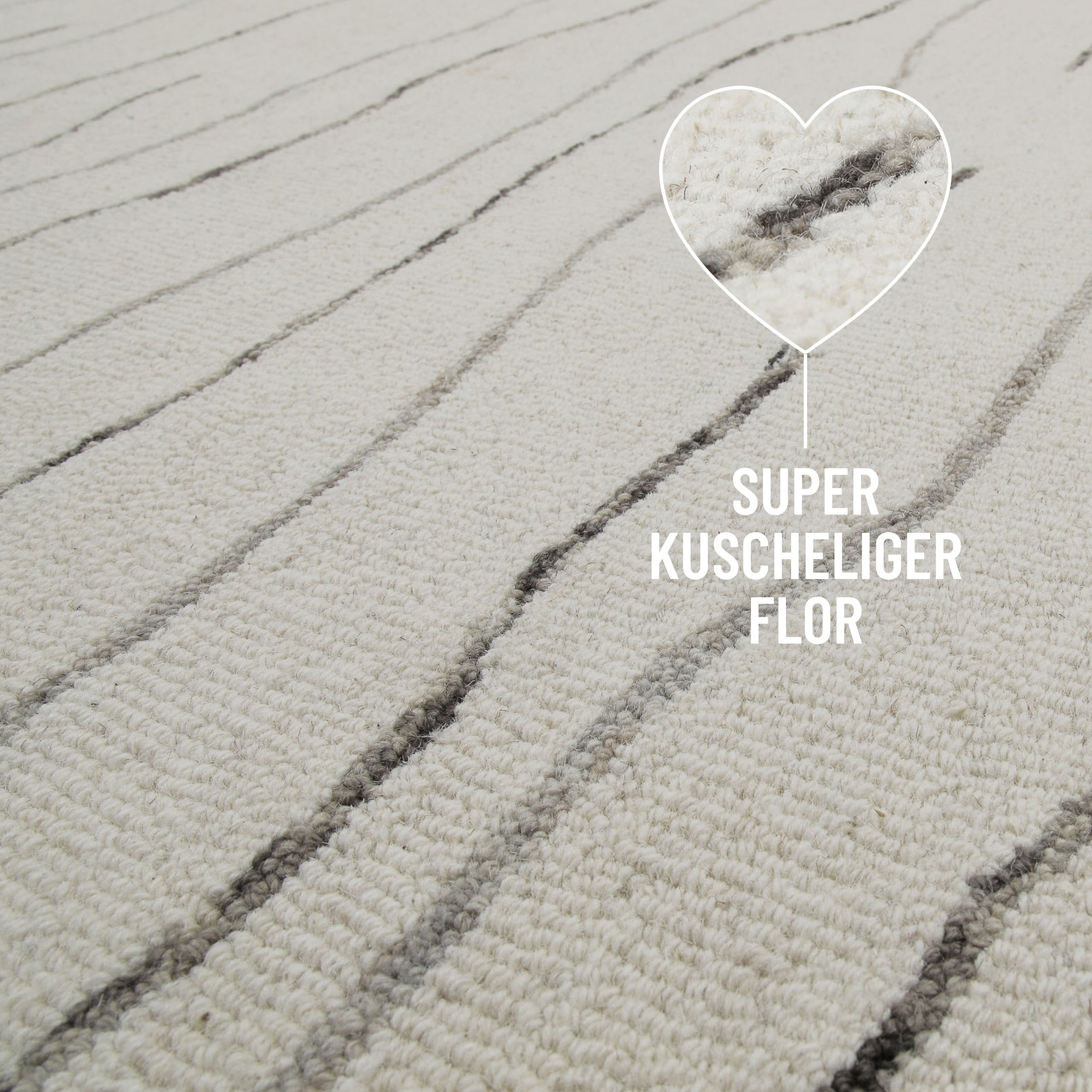Wecon home Wollteppich »Hamptons ELEVEN«, rechteckig, 10 mm Höhe, Läufer, Schurwolle, Kurzflor, Wohnzimmer, Schlafzimmer, Wellen