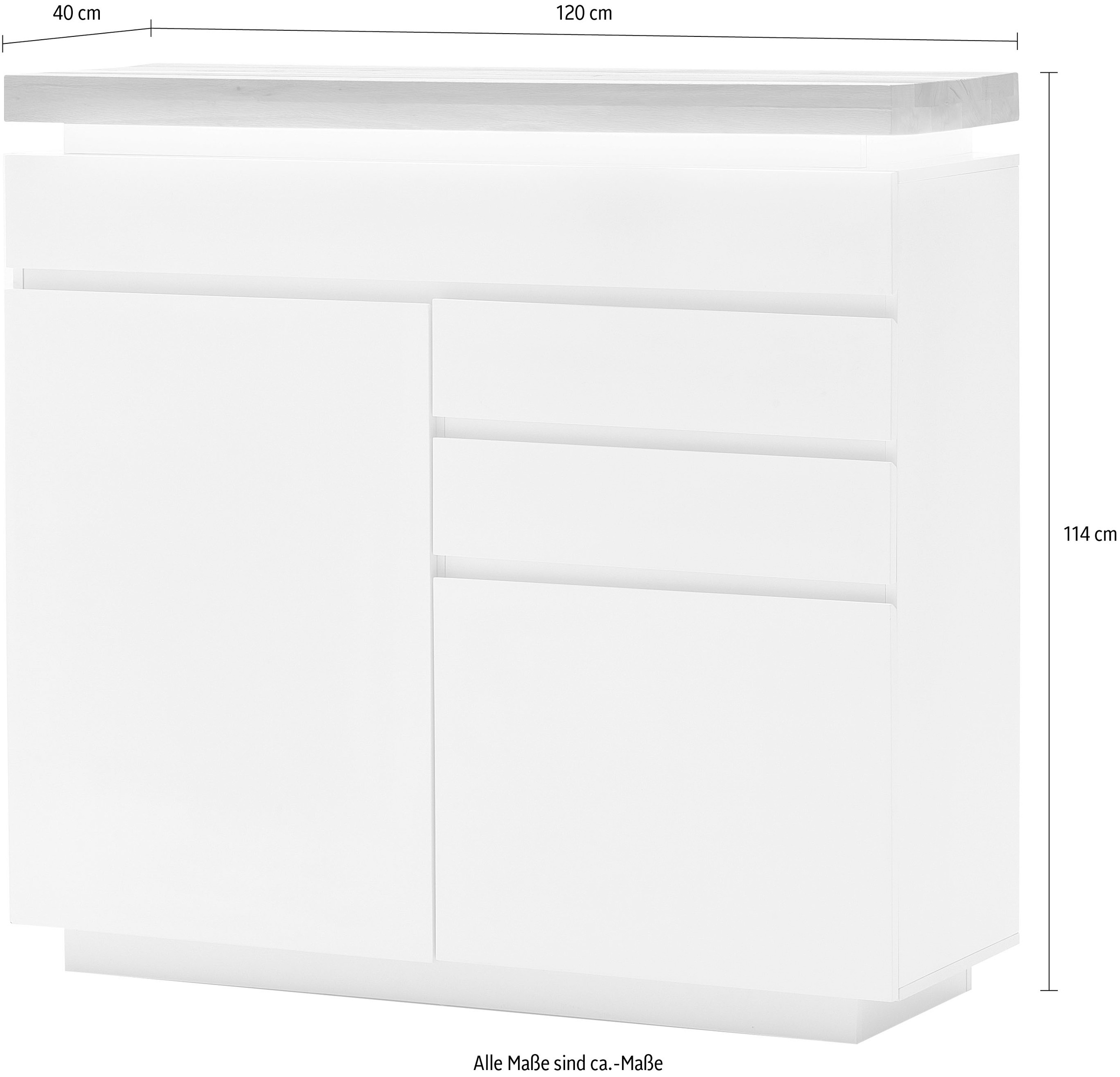 MCA furniture Sideboard »Romina«, mit LED Beleuchtung weiß dimmbar, inkl. Fernbedienung