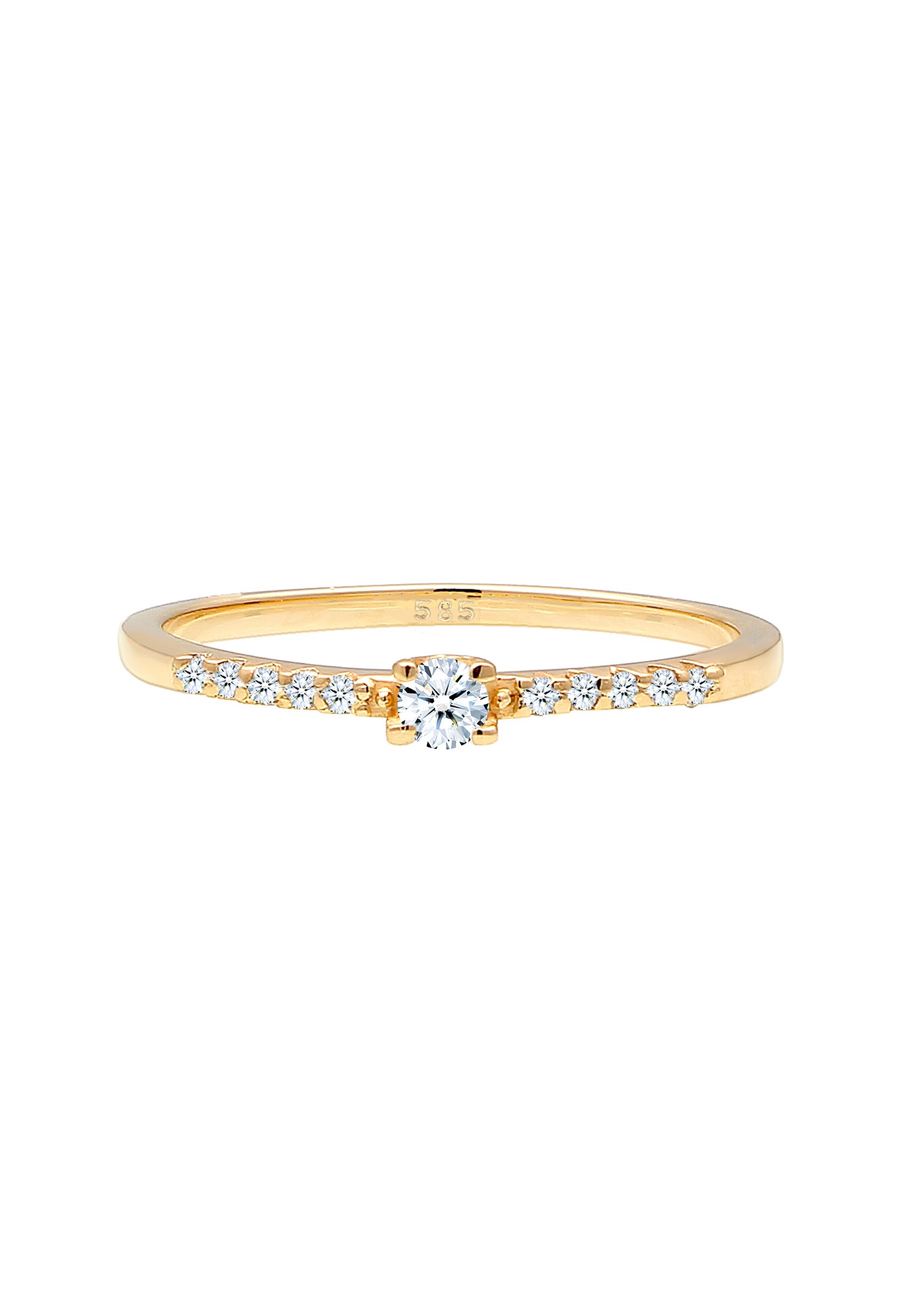 Elli DIAMONDS Verlobungsring »Ring Microsetting Diamant (0.11 ct.) 585er Gelbgold«