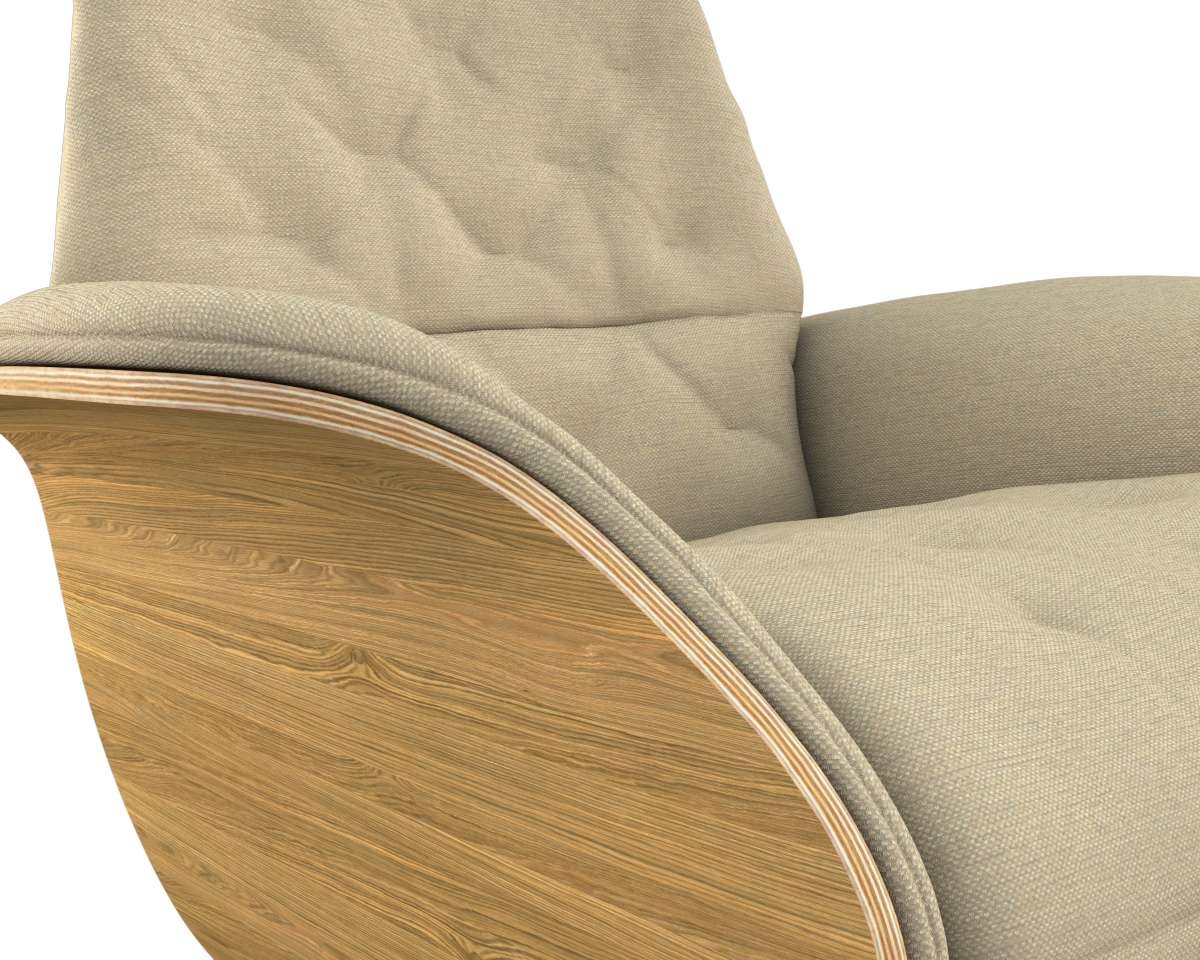 FLEXLUX Relaxsessel »Volden elektrischer Funktionsessel«, Größe M, Rücken & Fußteil elektrisch, Akku, Arml. Eiche, Fuß Alu