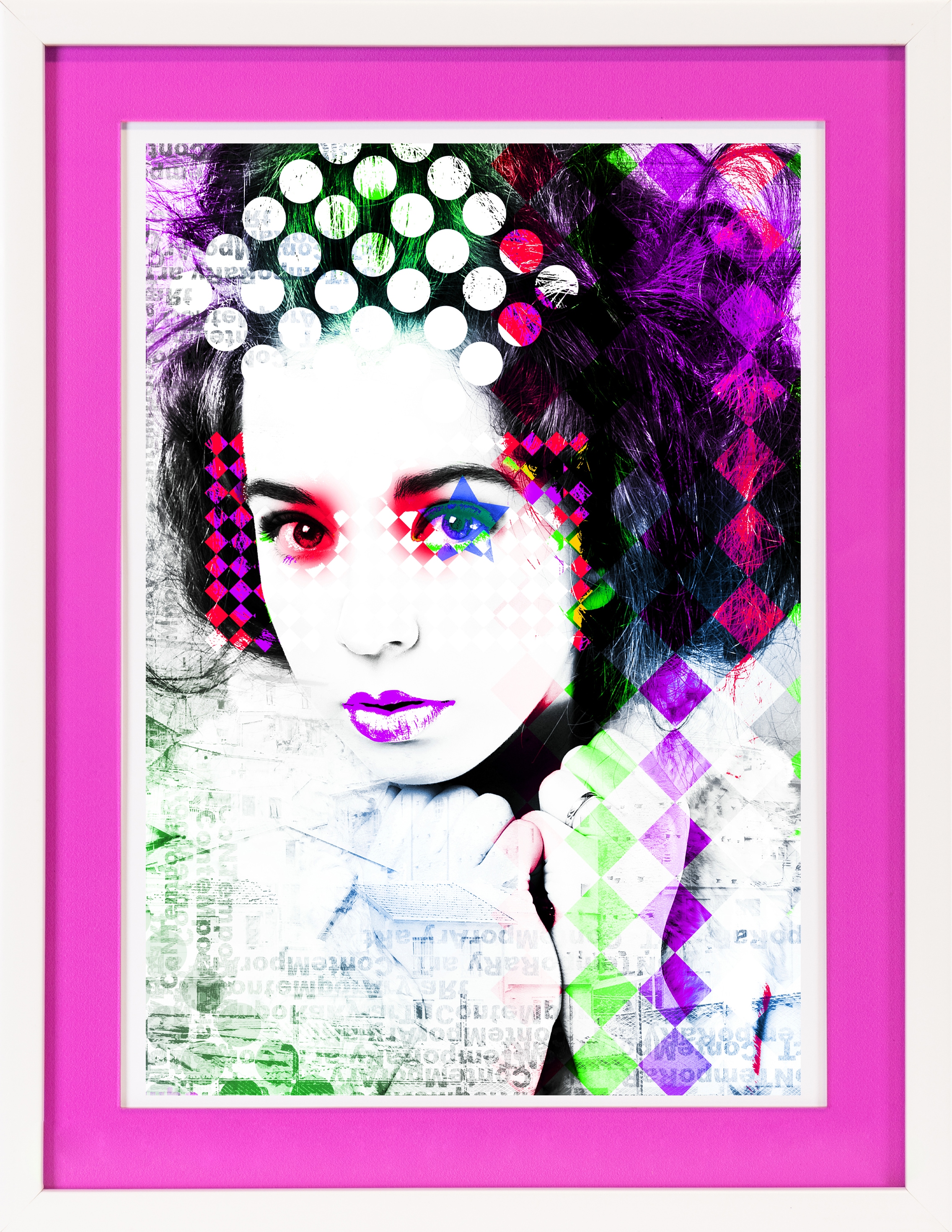 queence Bild mit Rahmen »Frau, Abstrakt, Bunt« Bilder von Frauen | Frau | Gesicht 1 Stk. tlg. Poster mit buntem Acrylglas Passepartout