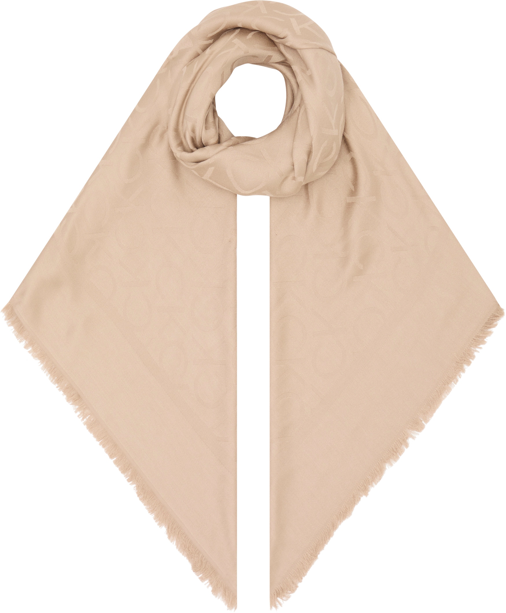 Calvin Klein, Damen, Schal »SHINY JACQUARD MONOGRAM SQUARE« mit Logo-Jacquardmuster, Doeskin, Doeskin, Schal von CALVIN KLEIN