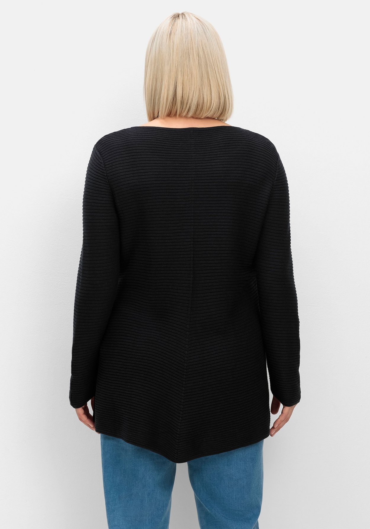 Sheego Rundhalspullover »Pullover mit spitz zulaufendem Saum«