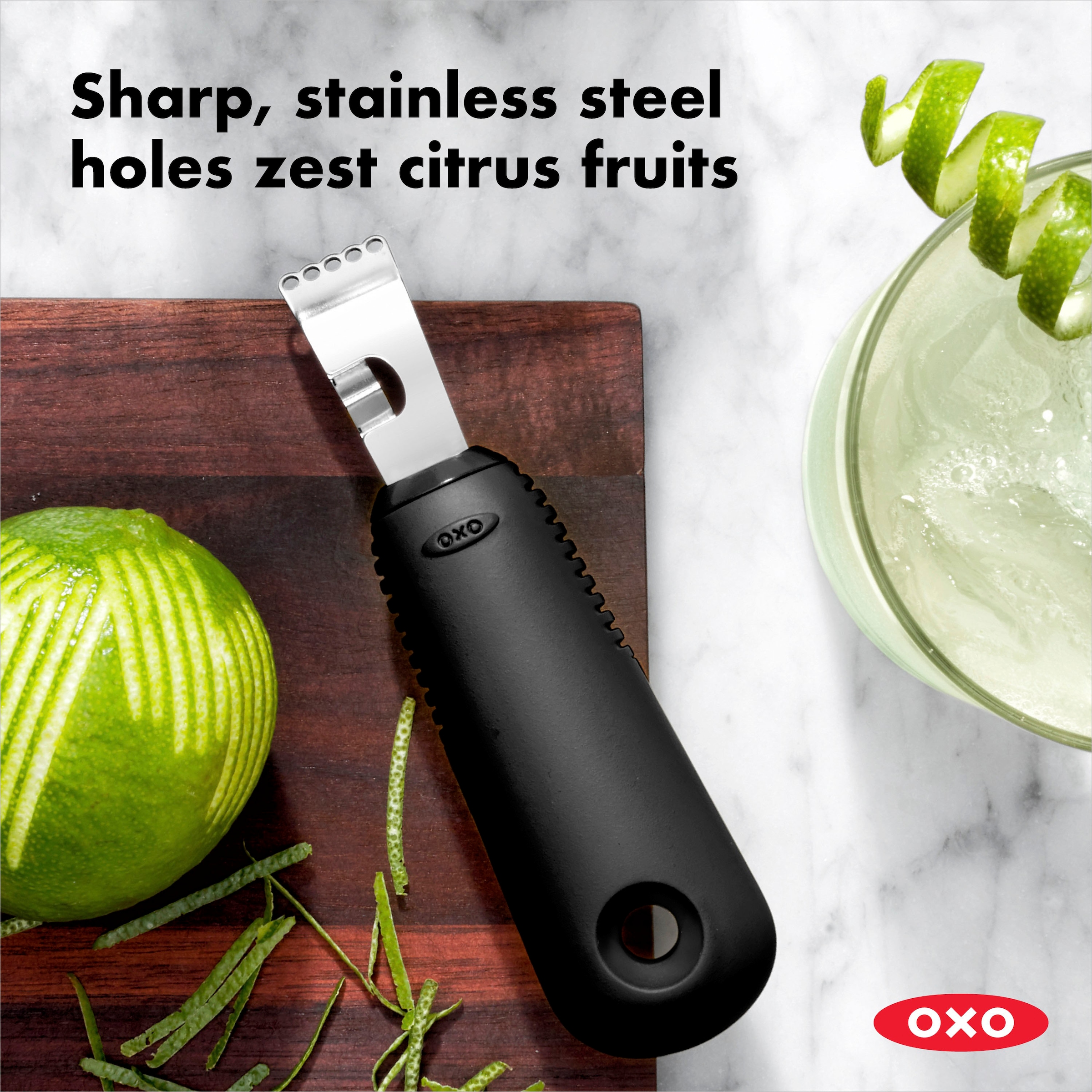 OXO Good Grips Zestenreißer, Zitronenreibe und Zestenreißer mit Schälmesser
