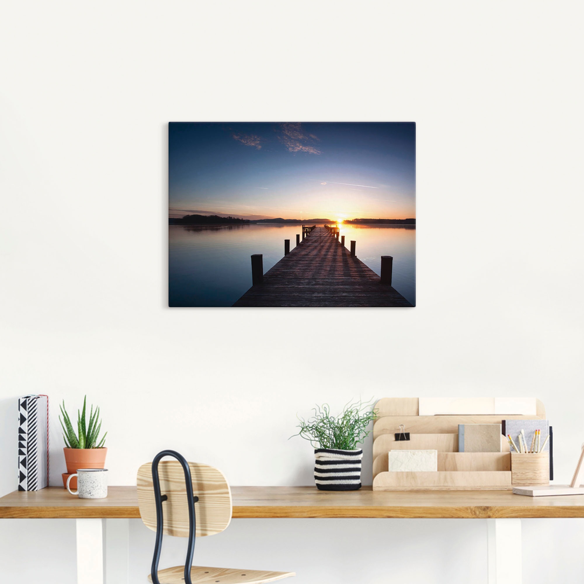 Artland Leinwandbild »Sonnenstrahlen - Sonnenuntergang« Gewässer 1 Stk. tlg. auf Holzrahmen gespannt