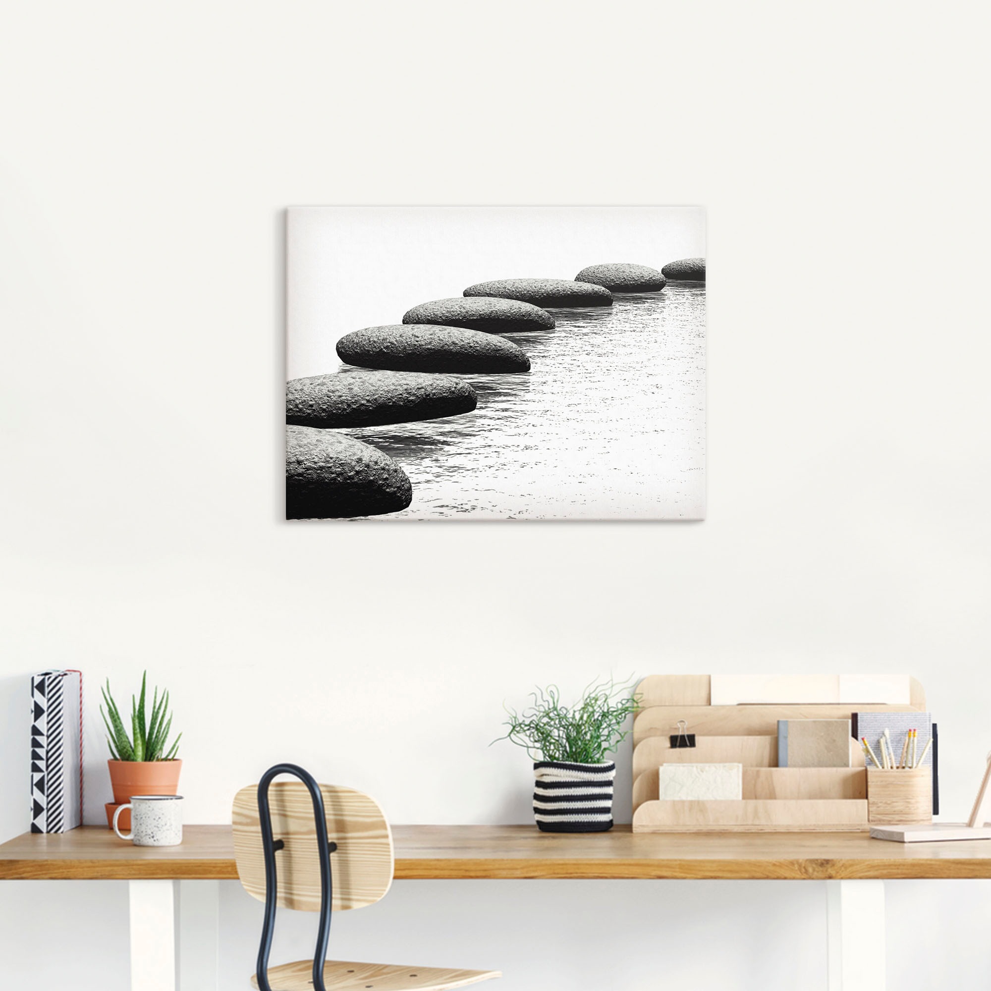 Artland Wandbild »Ein Kiesel auf einem Hintergrund«, Gewässer, (1 St.), als Alubild, Outdoorbild, Leinwandbild, Wandaufkleber, versch. Größen