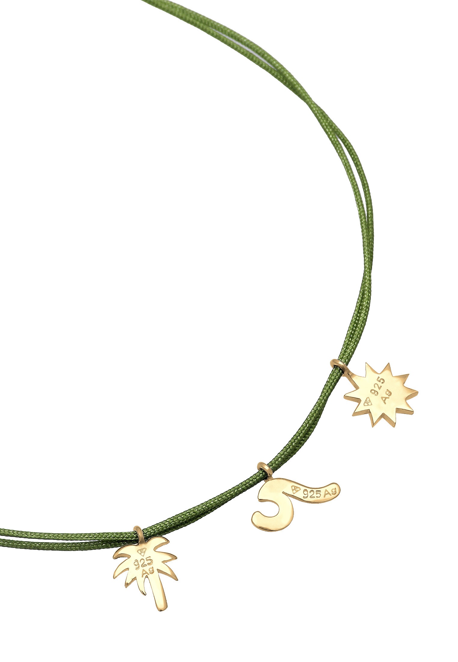 Elli Fußkette »Fußschmuck Palme Beach Boho Strand Nylon Bändchen 925 Sterling Silber«
