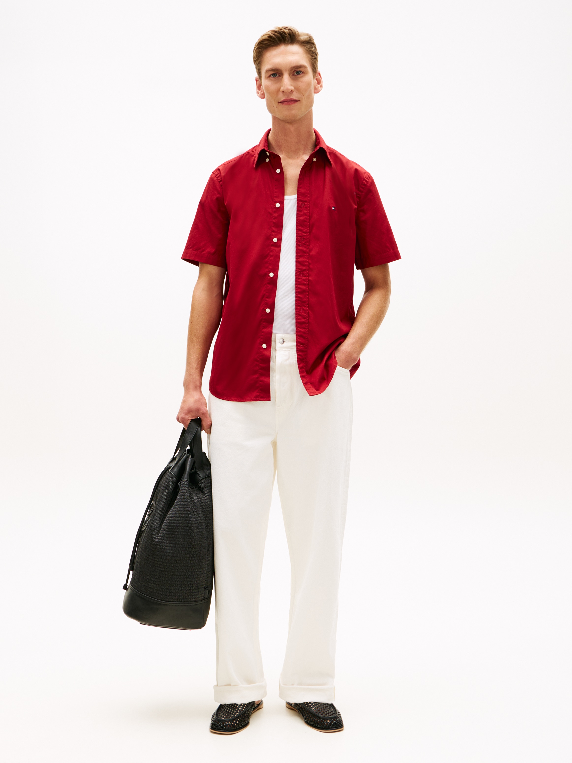 Tommy Hilfiger Kurzarmhemd »FLEX POPLIN SOLID« Regular fit mit Button-Down-Kragen