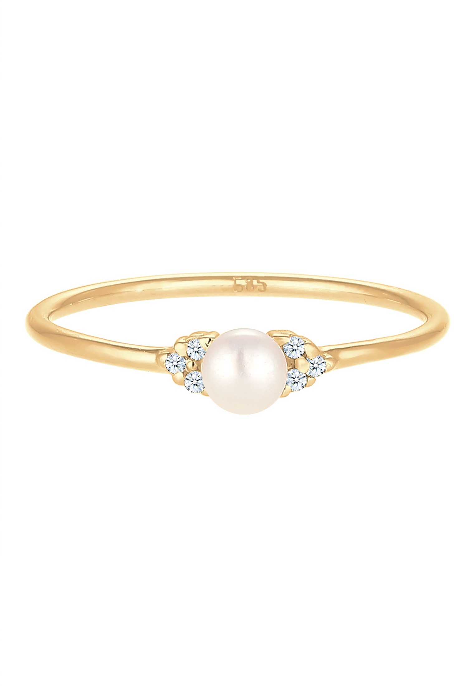 Elli DIAMONDS Verlobungsring »Ring Süßwasserperle Diamant Brillantschliff (0.03 ct) 585 Gelbgold«