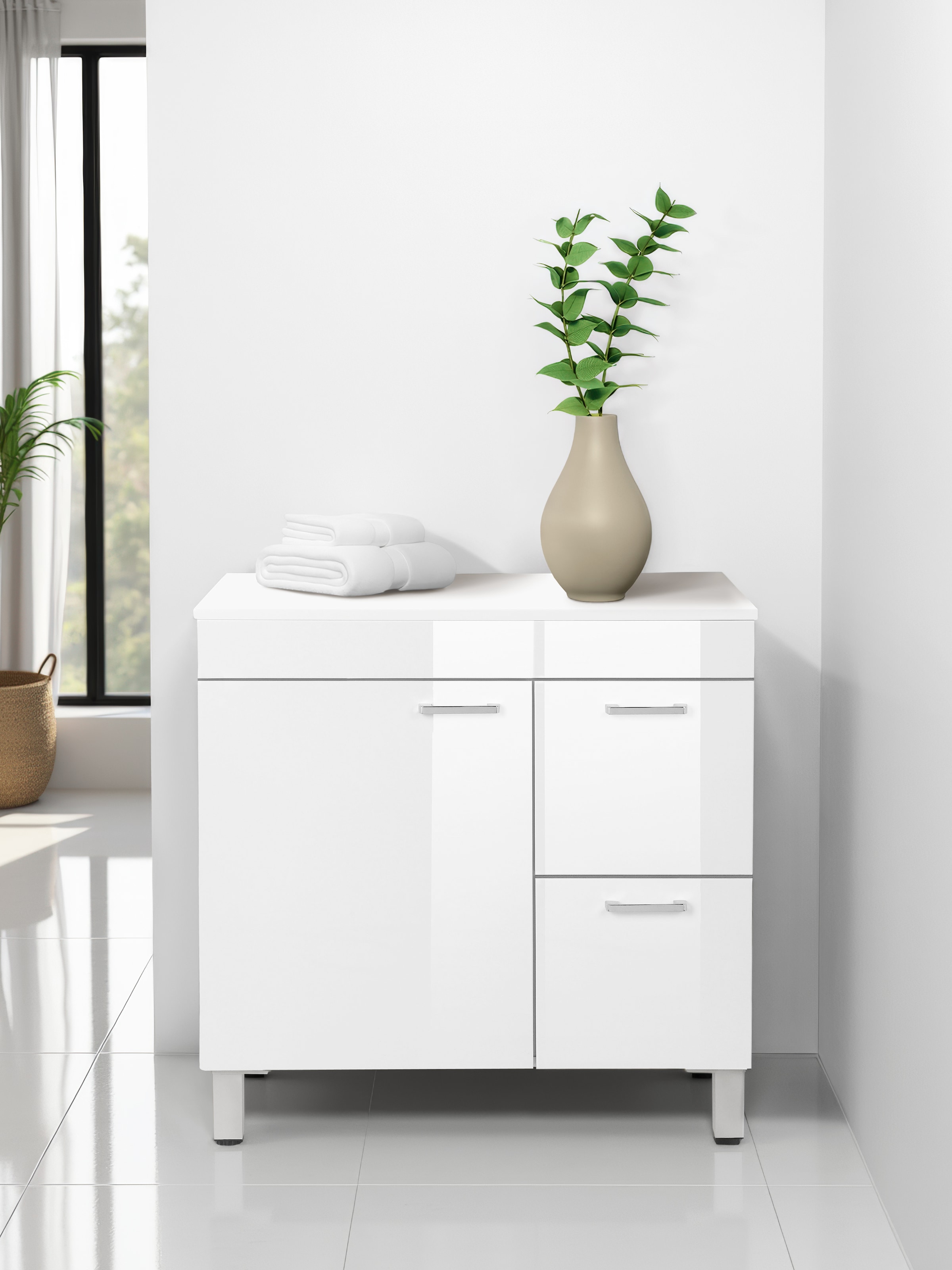 welltime Waschtisch »Florenz, Badezimmerschrank,Badschrank« Stauraum Waschtisch, 2 Schubladen und 1 Tür