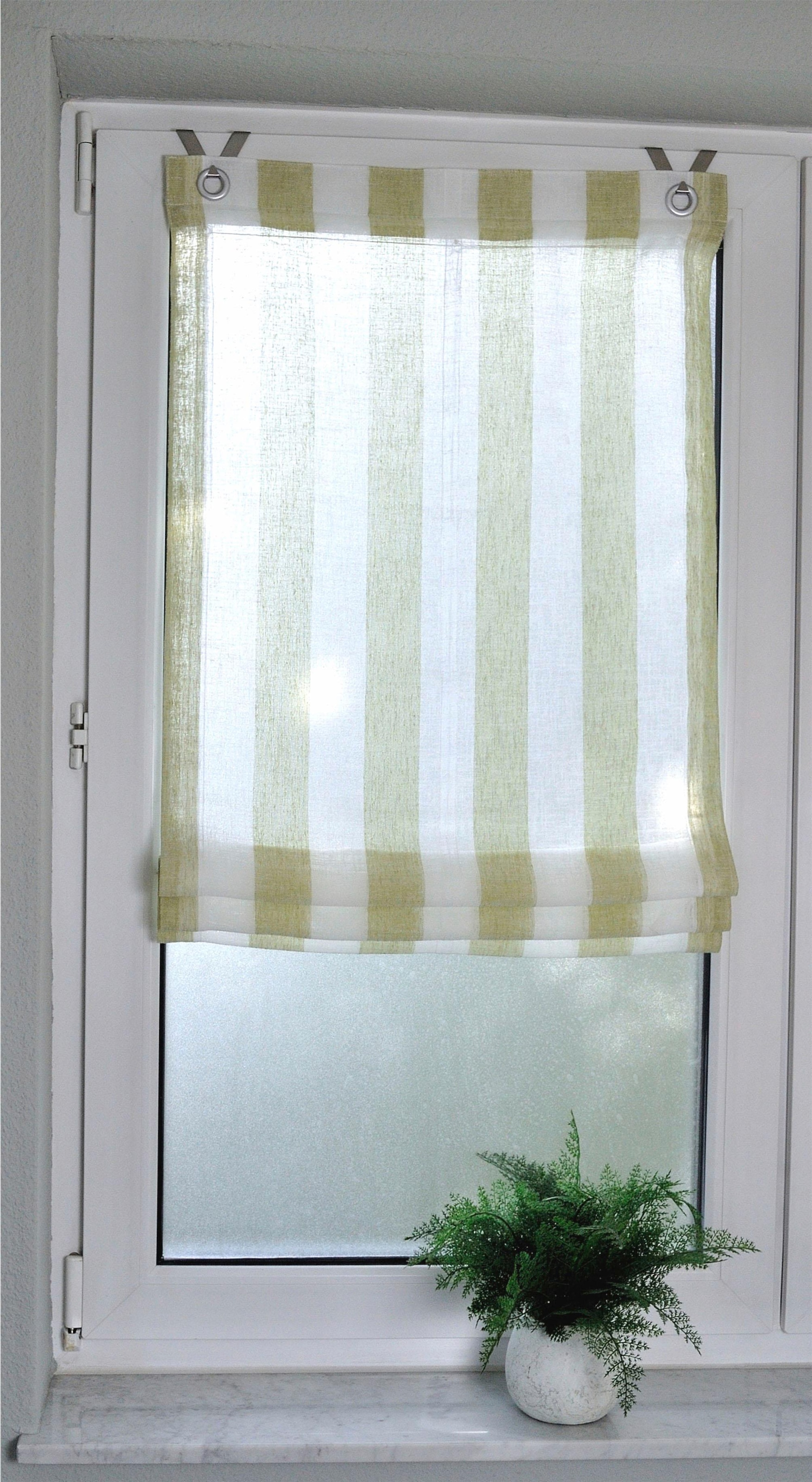 Kutti Raffrollo »Bornholm«, Bohren, Polyester, mit Hakenaufhängung, Edelstahlhaken Streifen, mit halbtransparent, gewebt, ohne