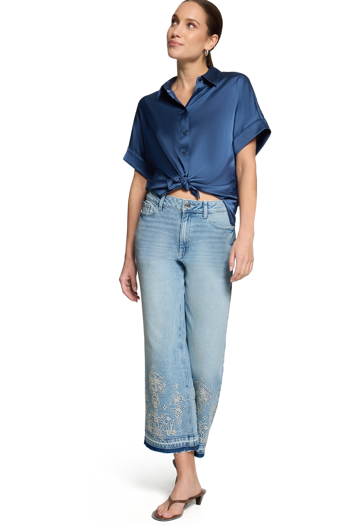 Zero Relaxhose »Basic-Jeans mit weitem Bein.«