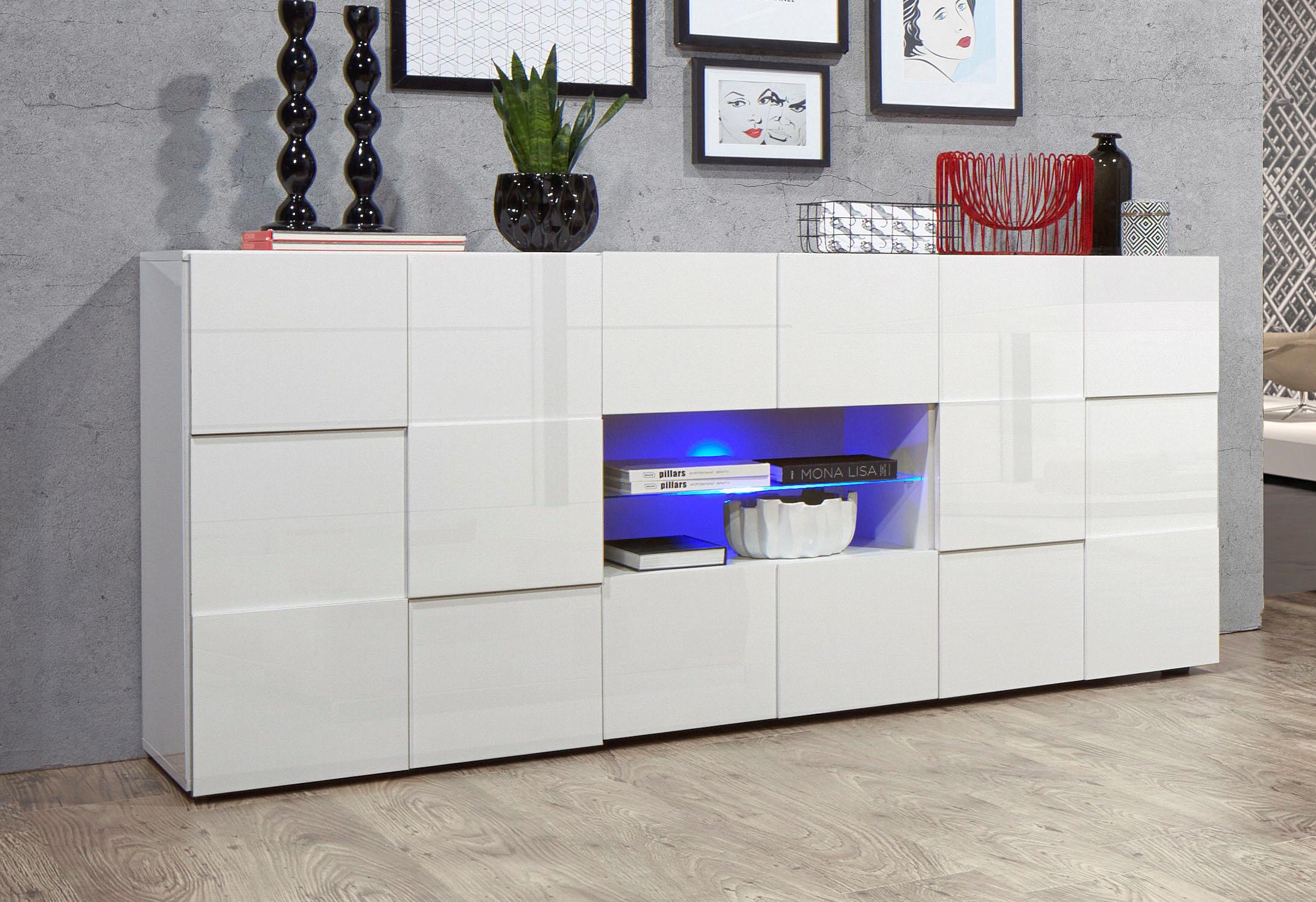 INOSIGN Sideboard »Dama Breite 181, Kommode 2 Türen u. 2 Schubkästen, Anrichte«, Front in 3D-Optik, viel Stauraum, verschiedene Farben