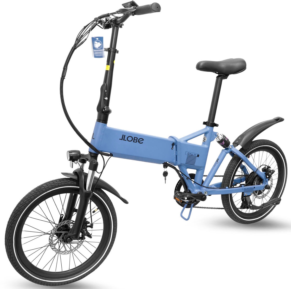 LLobe E-Bike »City III blau 36V / 10,4Ah«, 3 Gang, Shimano, 7-Gang Shimano Kettenschaltung, Frontmotor 250 W, Pedelec, Elektrofahrrad für Damen u. Herren