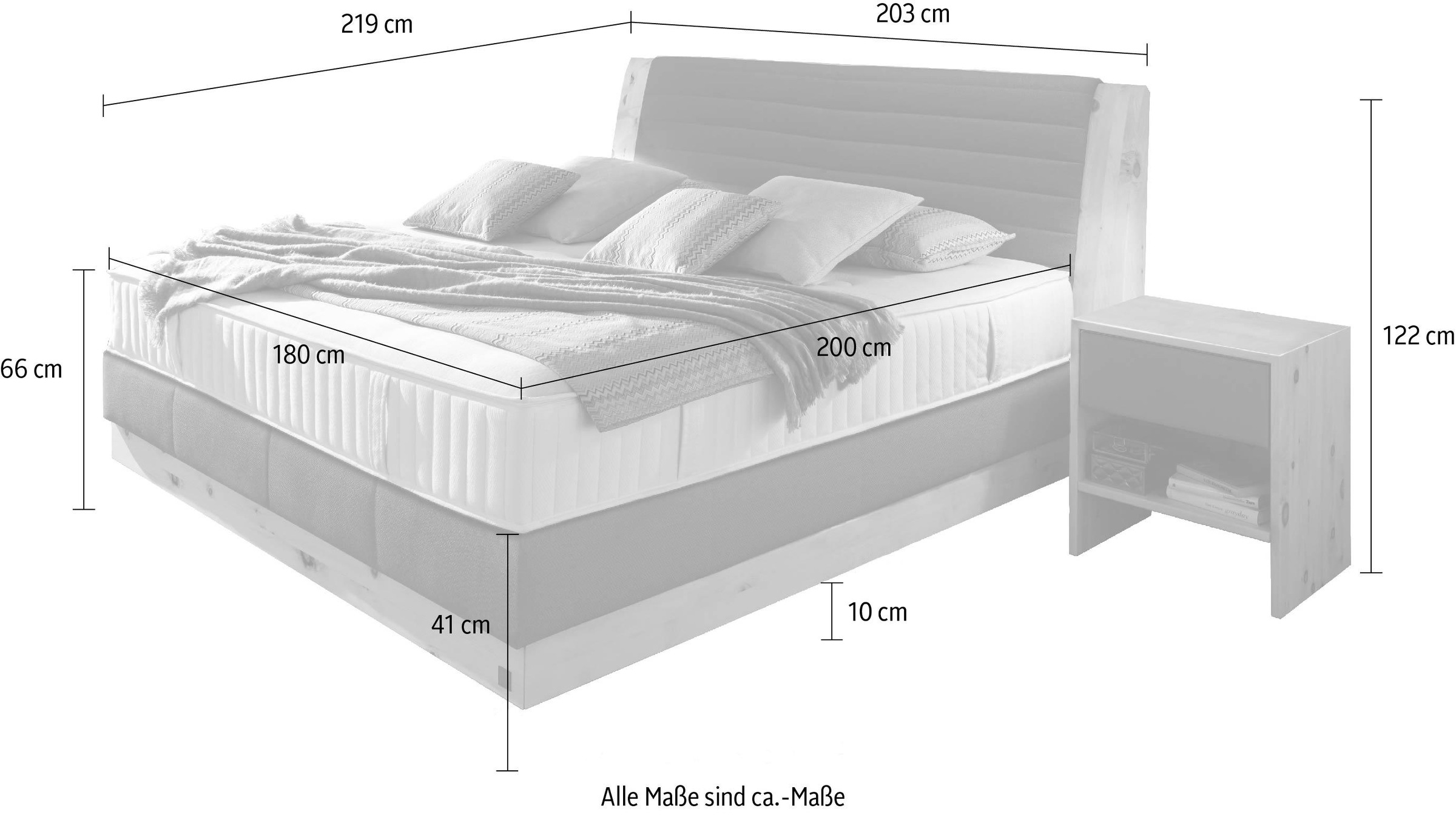 ADA premium Boxspringbett »Chalet«, Grand Comfort TF 1000 PM, Zirbenholz natur geölt