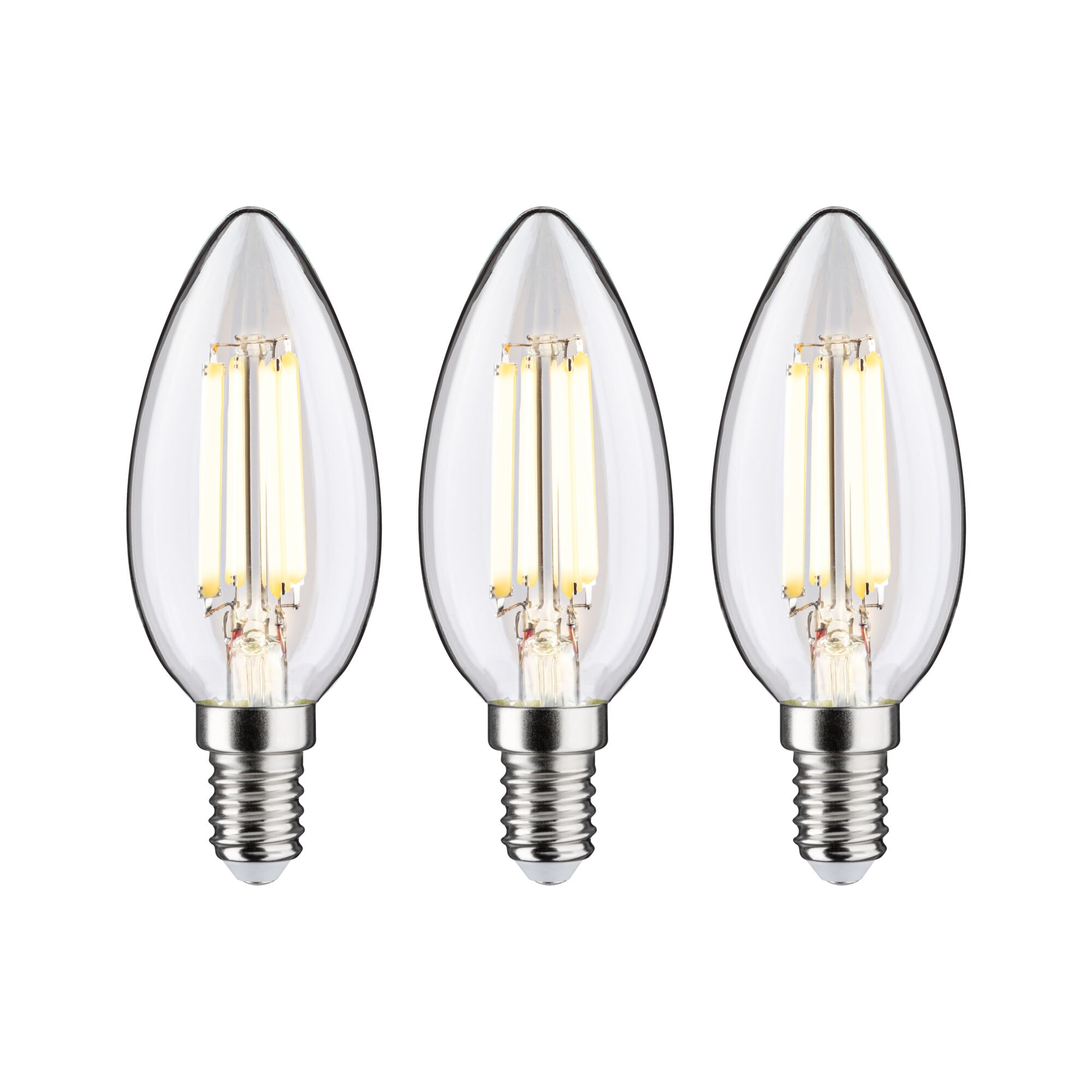 Paulmann LED-Leuchtmittel »Eco-Line Filament 230V LED Kerze E14 3er-Pack 525lm 2,5W 3000K Klar« E14 3 Stk. Warmweiß