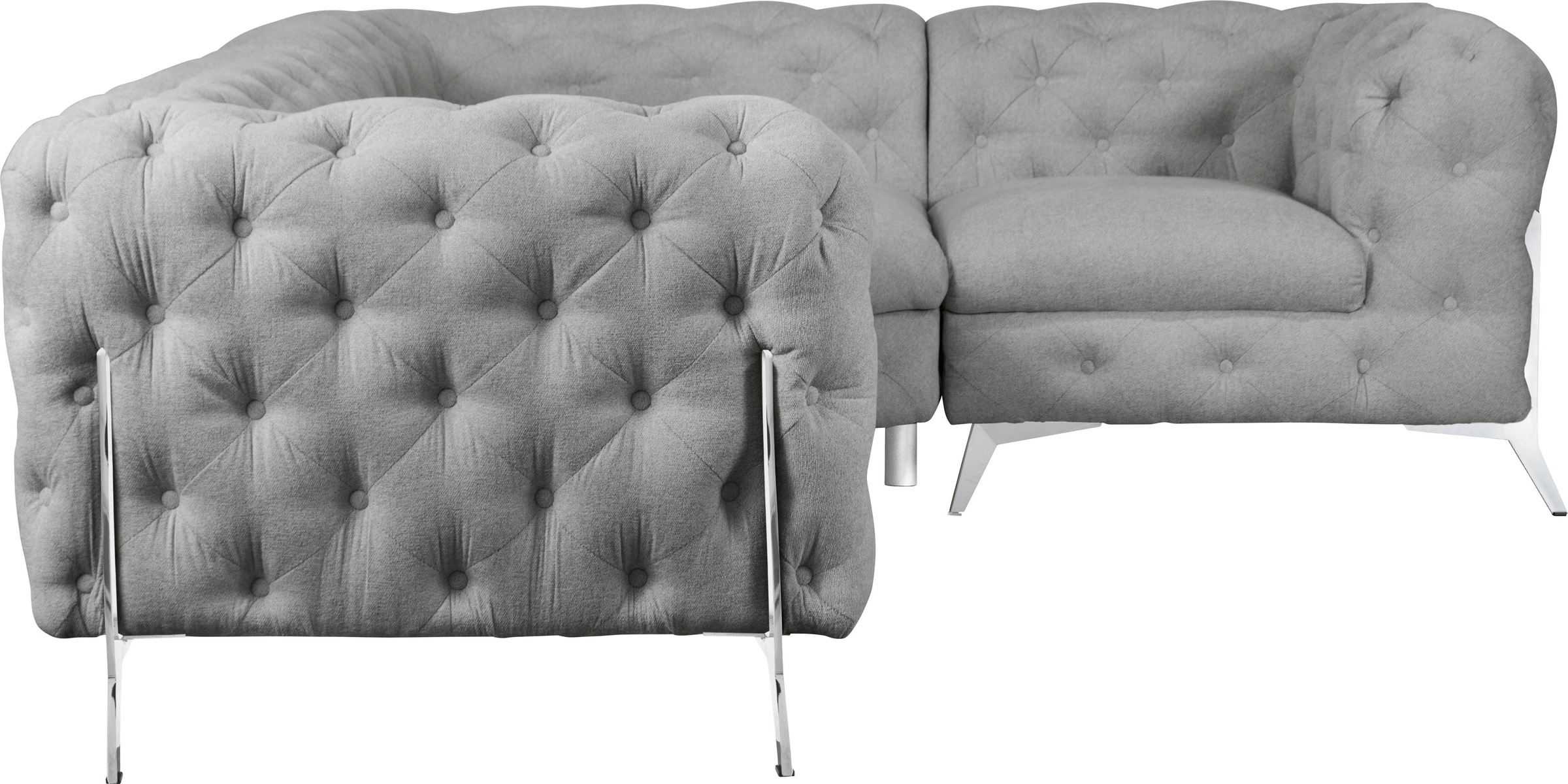 Leonique Chesterfield-Sofa »Amaury L-Form«, moderne Chersterfield-Optik, Breite 262 cm, Fußfarbe wählbar
