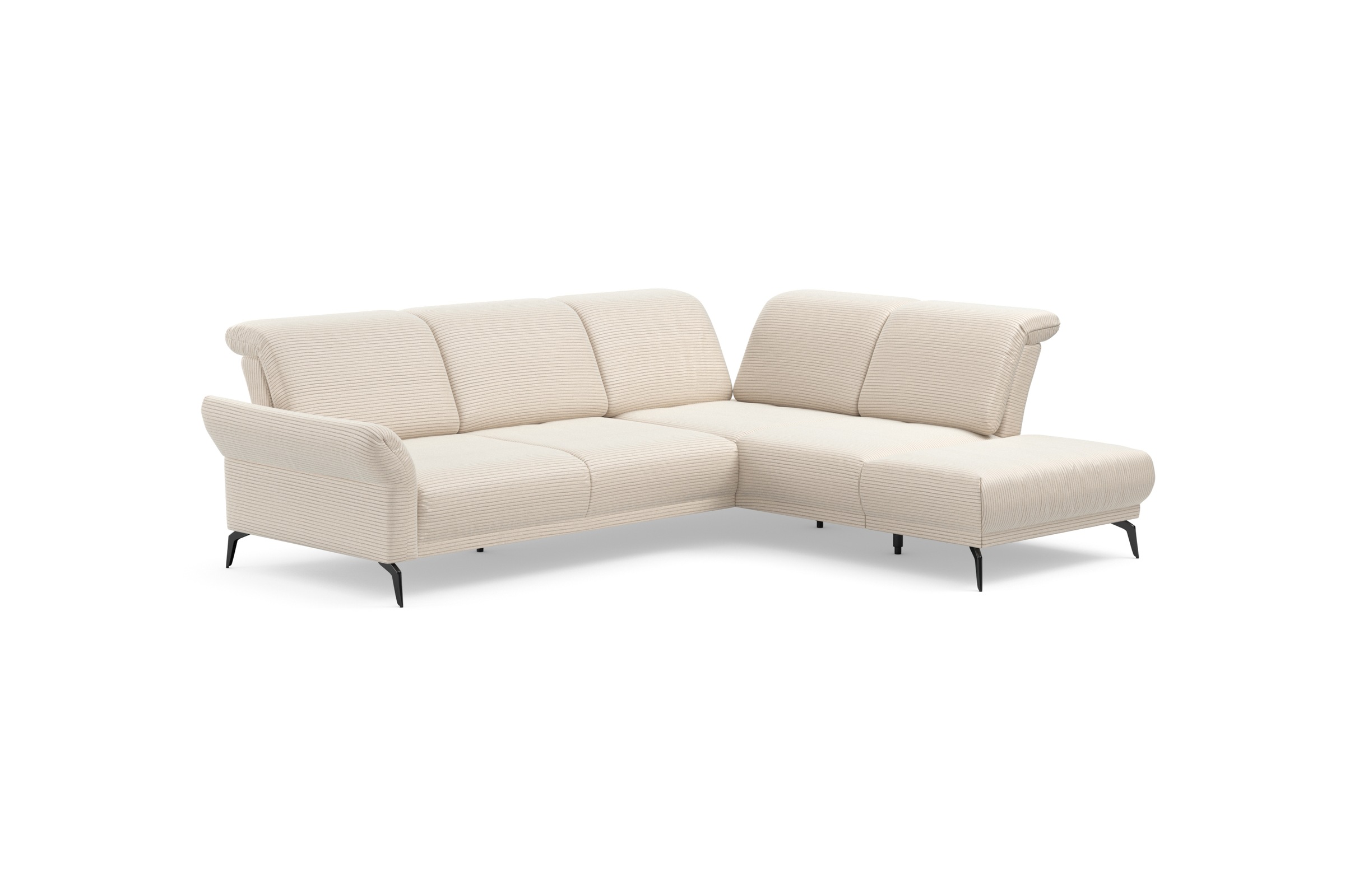 INOSIGN Ecksofa »Coco L-Form« Sitztiefen-, Arm- und Kopfteilverstellung, Cord-Bezug, Fußhöhe 15 cm