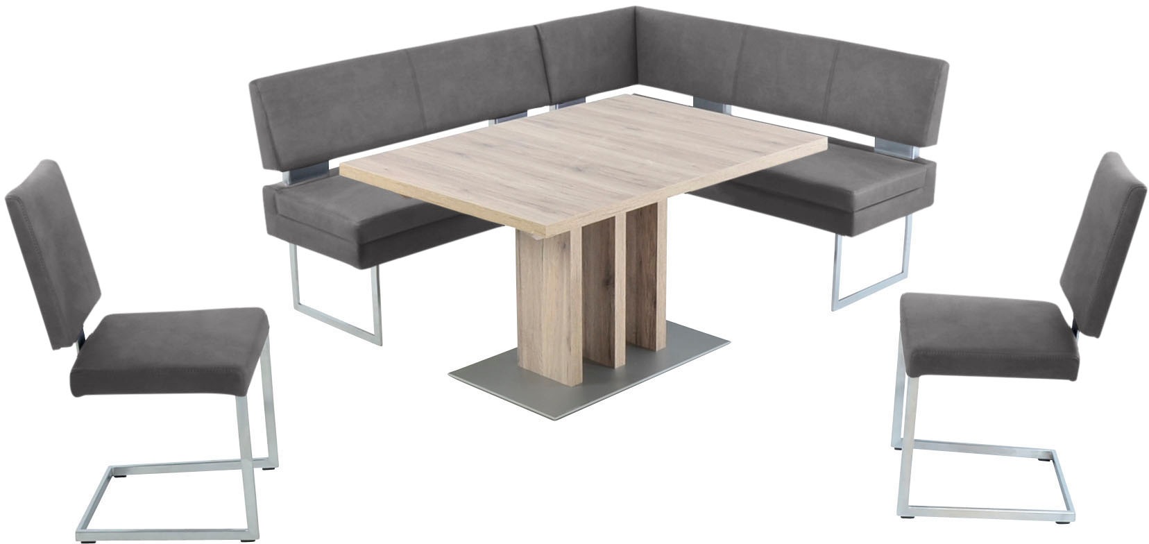 K+W Komfort & Wohnen Essgruppe, (4 tlg.), langer Schenkel links oder rechts, 2 Freischwinger, 1 Funktionstisch