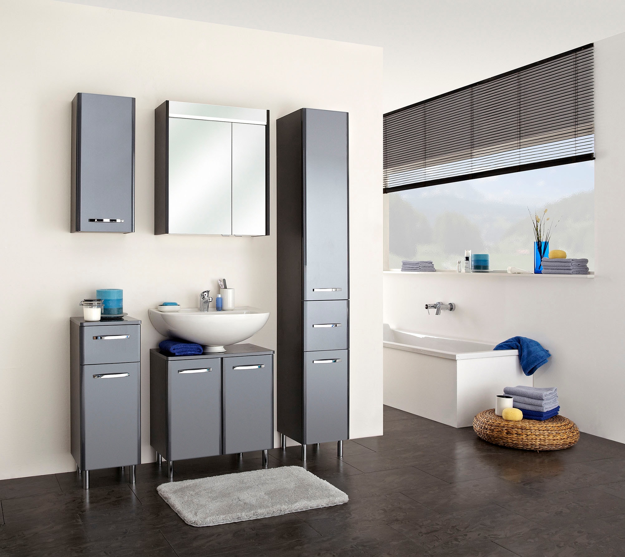 Saphir Hängeschrank »Quickset 327 Wand-Badschrank 30 cm breit, 1 Tür, 2 Einlegeböden« Badezimmer-Hängeschrank inkl. Türdämpfer, Griffe in Chrom Glanz