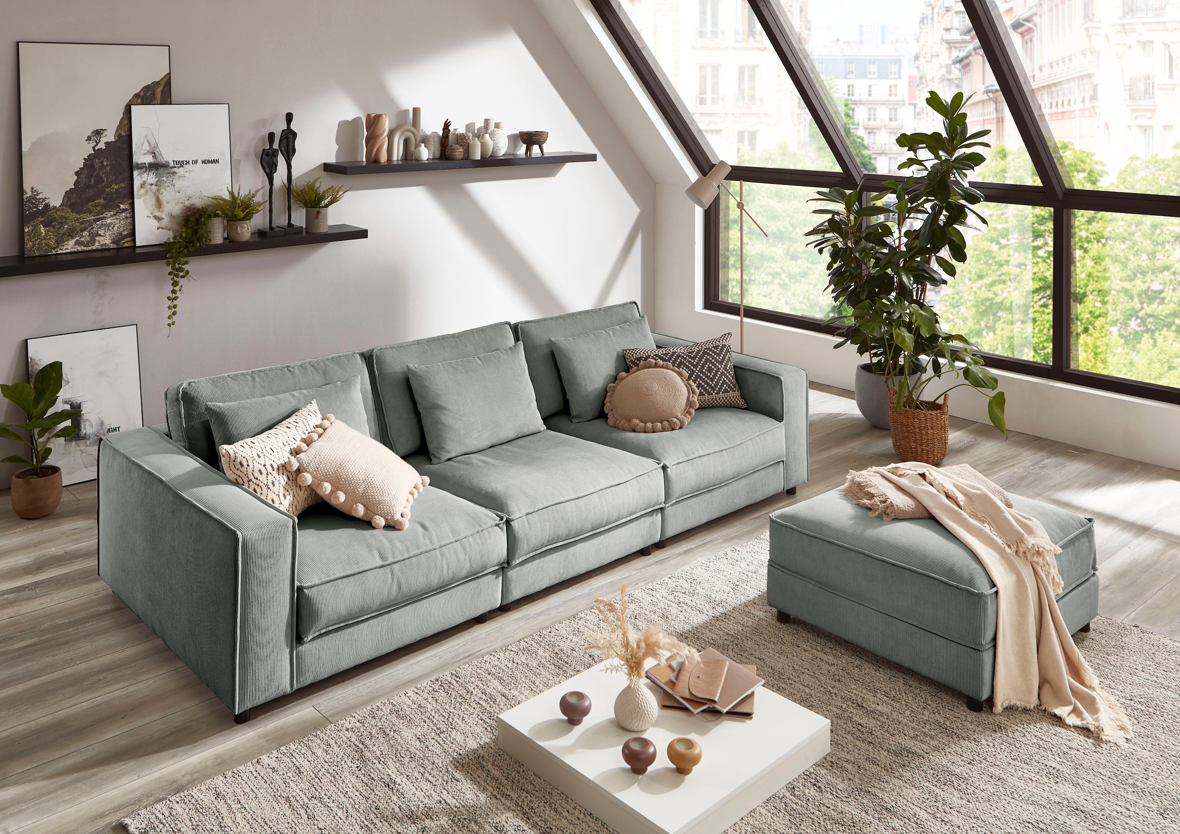 ATLANTIC home collection Hocker »Valan«, mit Cord-Bezug, frei stellbar