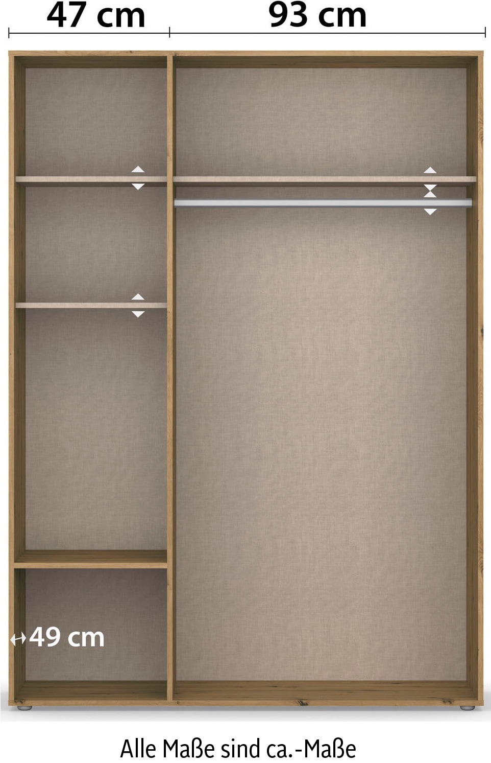 rauch Drehtürenschrank »Kleiderschrank Schrank Garderobe Wäscheschrank VOYAGER«, moderne Griffe in Graumetallic mit Außenschubkästen MADE IN GERMANY