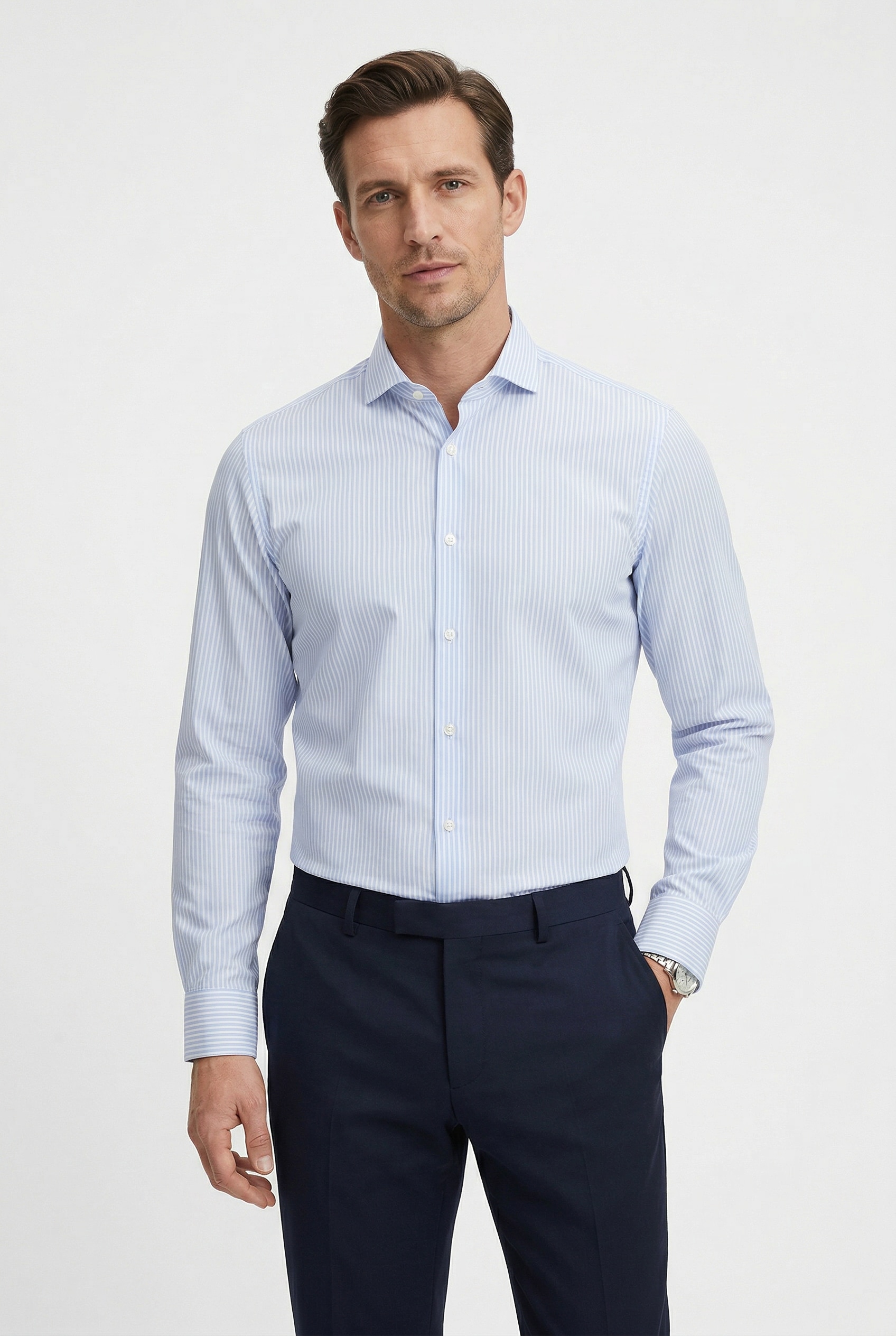 BOSS Businesshemd »HANK« Kentkragen, Regular Fit, gestreift, Baumwollmischung