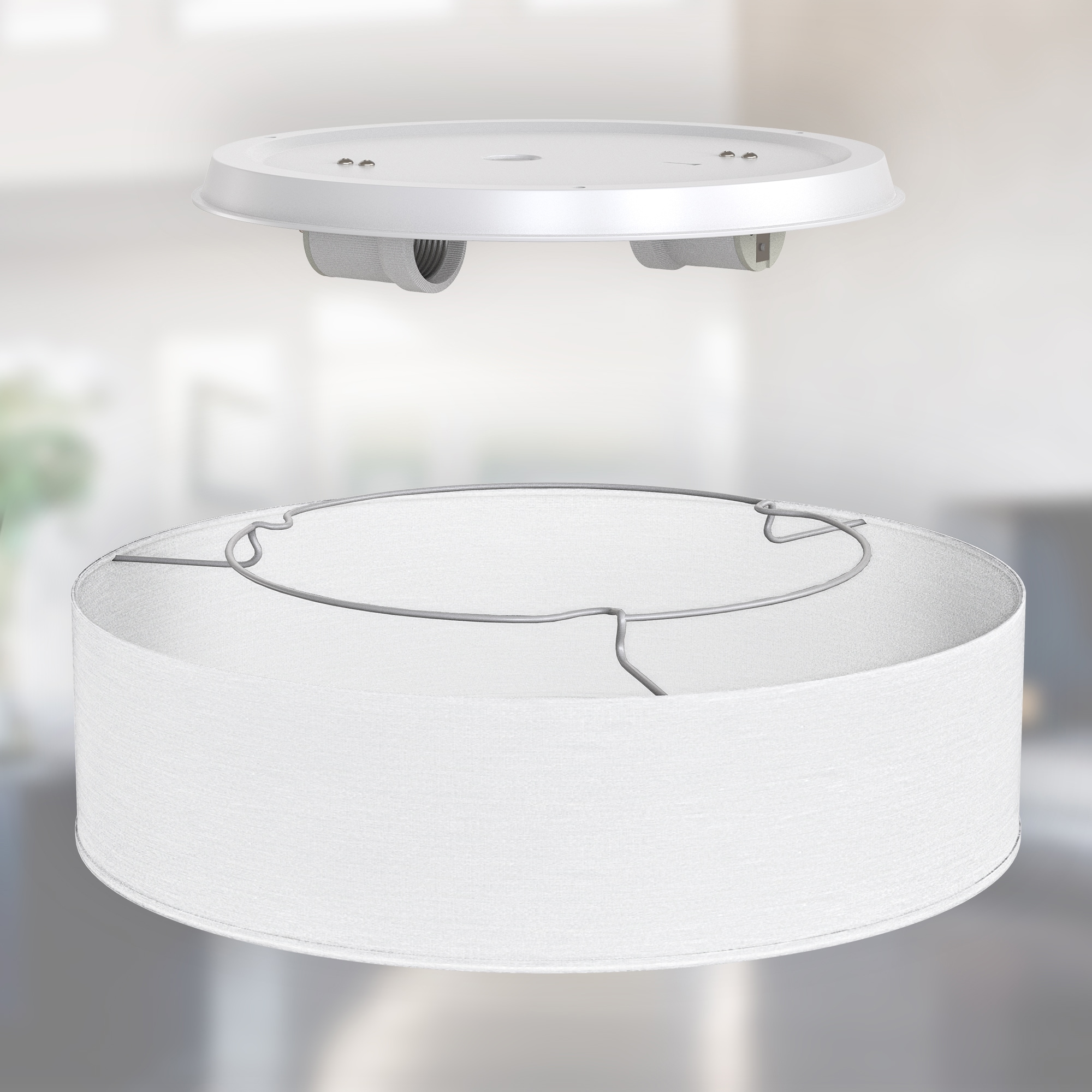 B.K.Licht LED Deckenleuchte, 2 flammig, Leuchtmittel E27 | ohne Leuchtmittel, Deckenlampe, Textil Lampenschirm, Wohnzimmerlampe, Schlafzimmer, E27