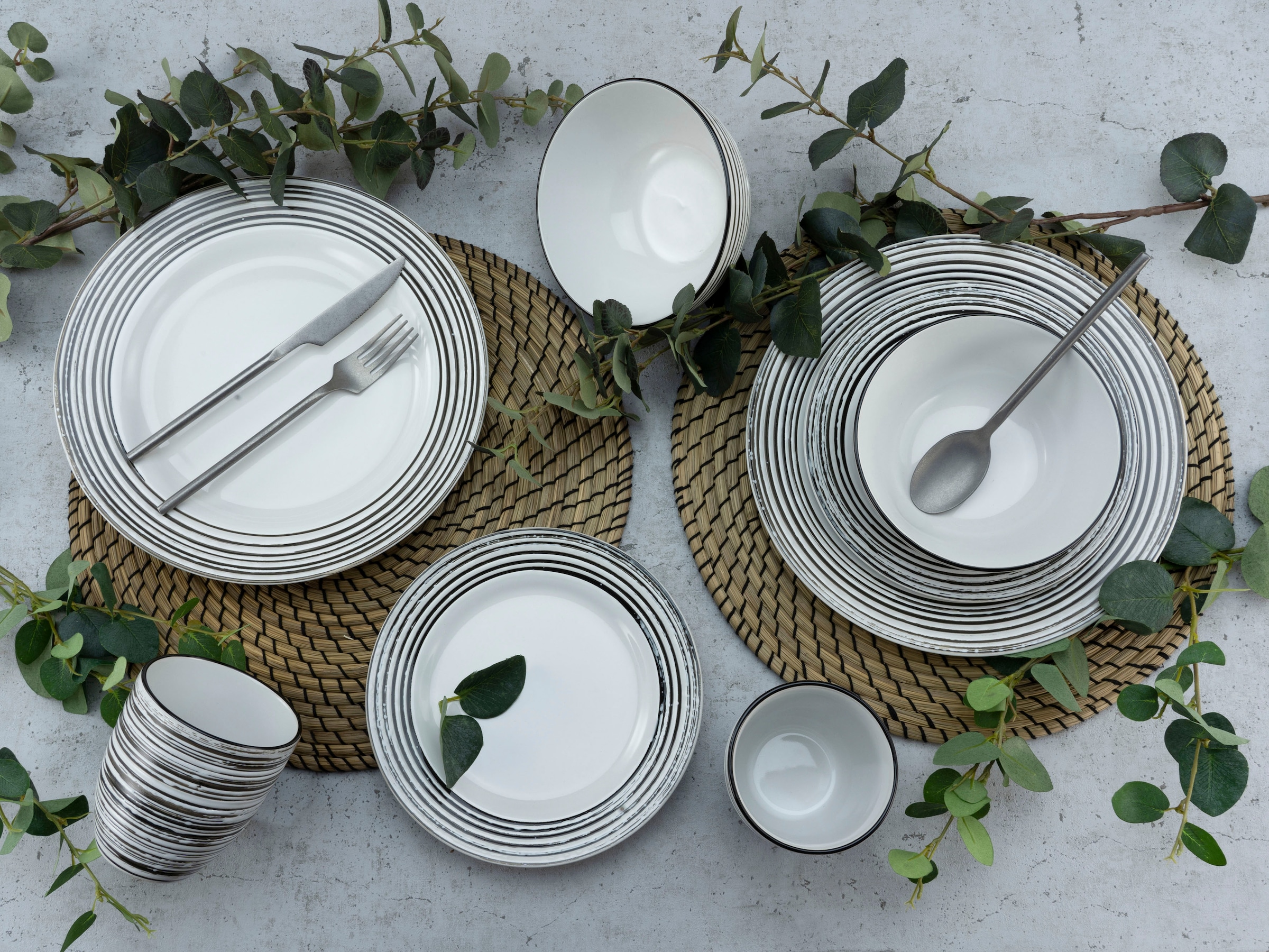 CreaTable Kombiservice »La Gomera«, (Set, 16 tlg., Kaffeeservice und Tafelservice im Set, für 4 Personen), Service, moderne Fahnenform, 16 Teile, für 4 Personen