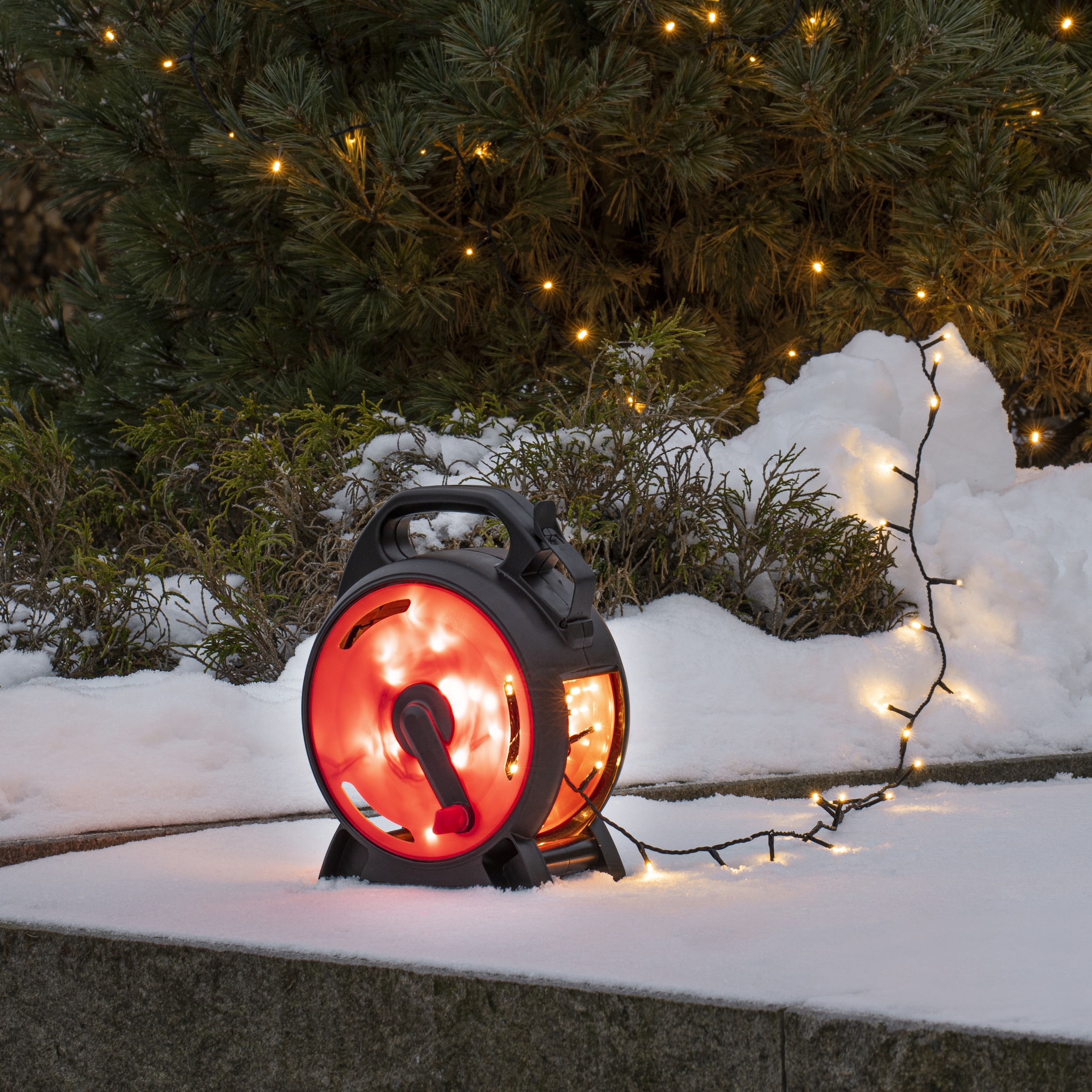 KONSTSMIDE LED-Lichterkette »Weihnachtsdeko kaufen aussen«, LEDs Micro Dioden Kabelaufroller, St.-flammig, Rechnung auf 400 schwarz-rot, warm weiße 400 mit