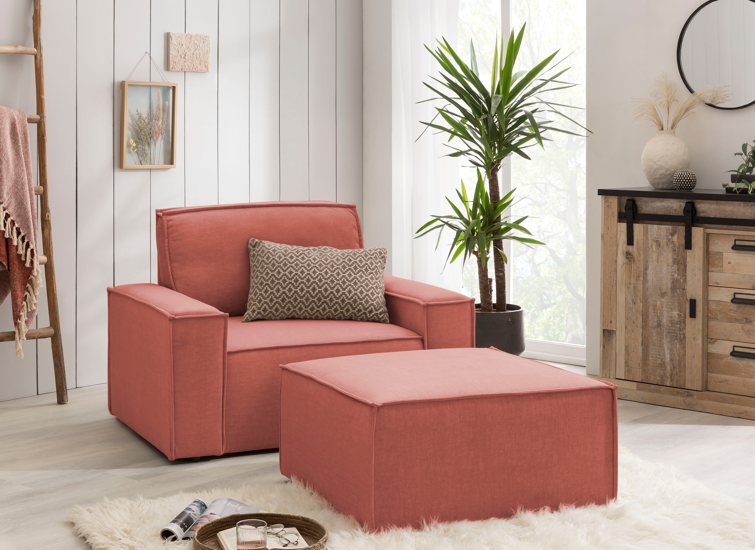 Home affaire Sessel »SHERWOOD«, Loveseat und Hocker im Set, passend zur Polster-Serie SHERWOOD