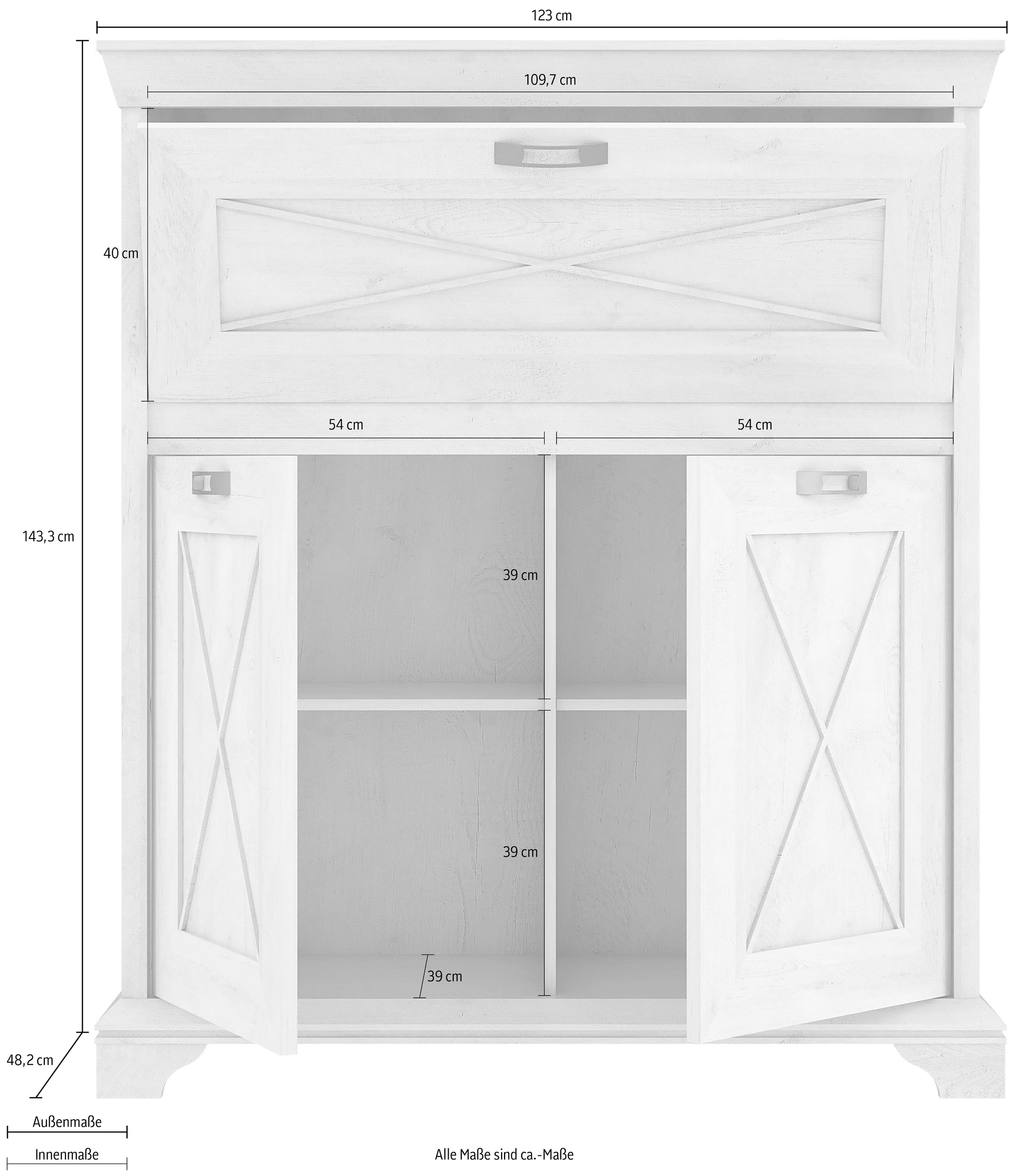 FORTE Kommode »Kashmir«, Breite 123 cm