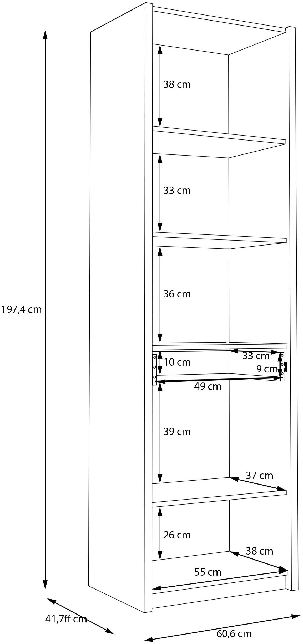 FORTE Stauraumregal »Oak Squere« Schubkasten mit Vollauszug, Front Lamellenoptik, inklusive Beleuchtung