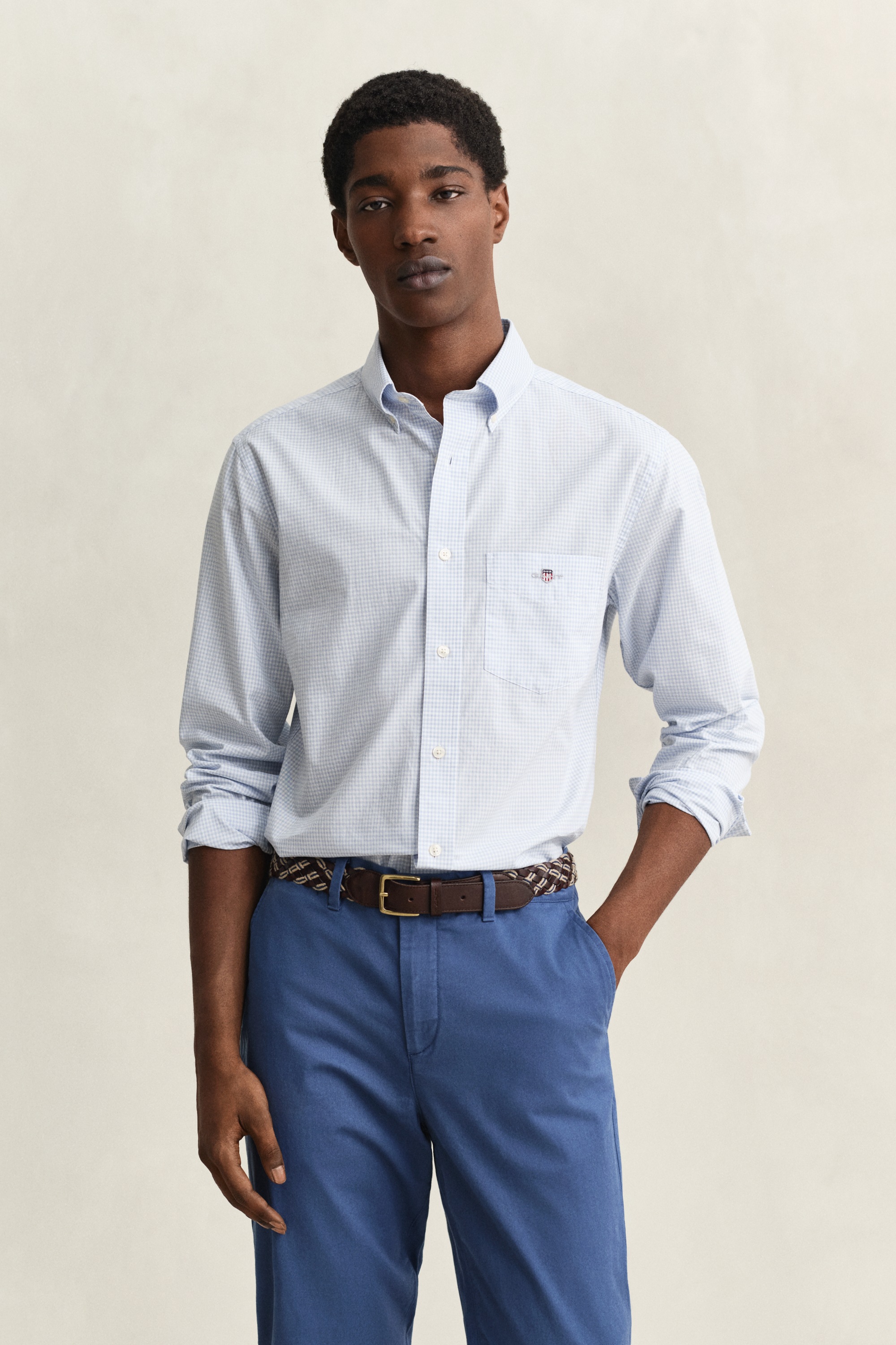 Gant Langarmhemd »REG CLASSIC POPLIN GINGHAM SHIRT« mit Logostickerei, Baumwoll-Popeline