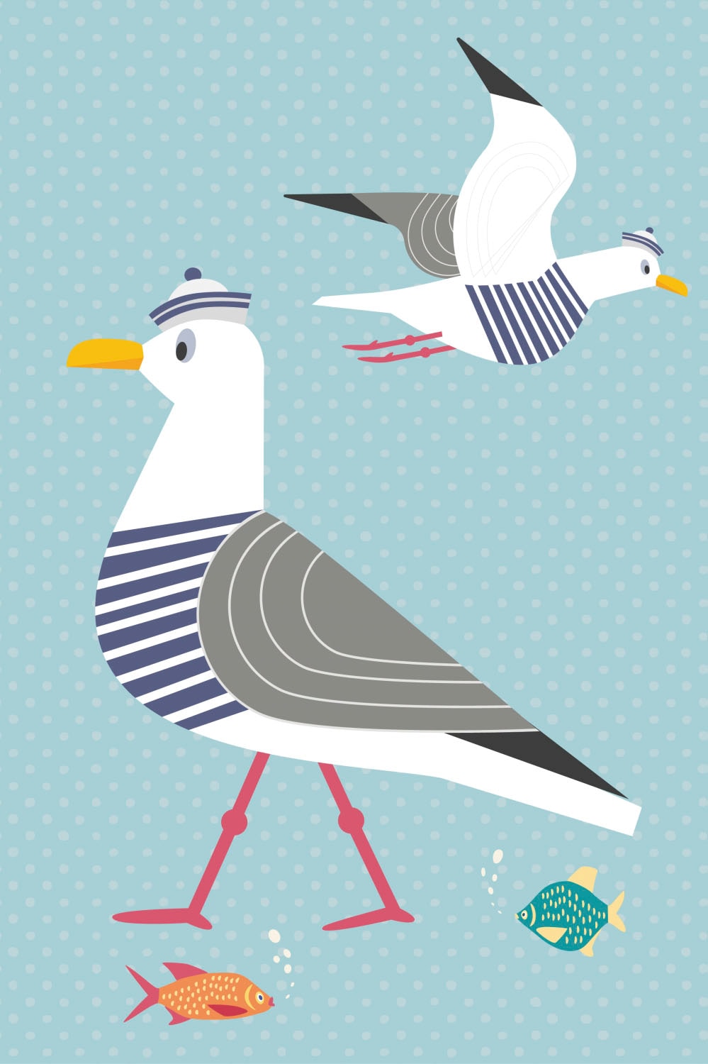 queence Acrylglasbild »Möwen und Fische« Strand | Strandbilder | Vogelbilder | Vögel | Wassertiere Fine Art-Print in Galeriequalität