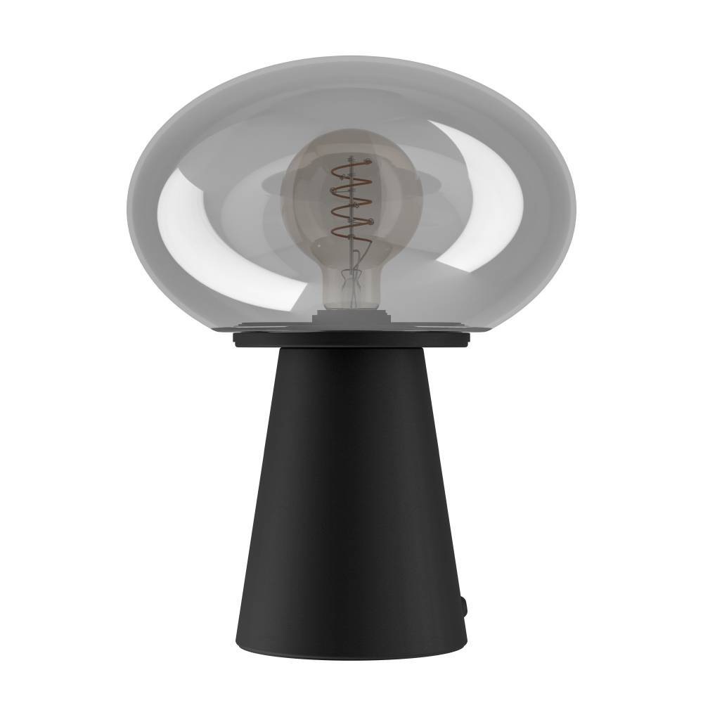 EGLO Tischleuchte »MADONNINA«, 1 flammig, Leuchtmittel E27 | ohne Leuchtmittel, Tischlampe, Metall in Schwarz, Glas in Grau-transparent, E27, 32,5 cm