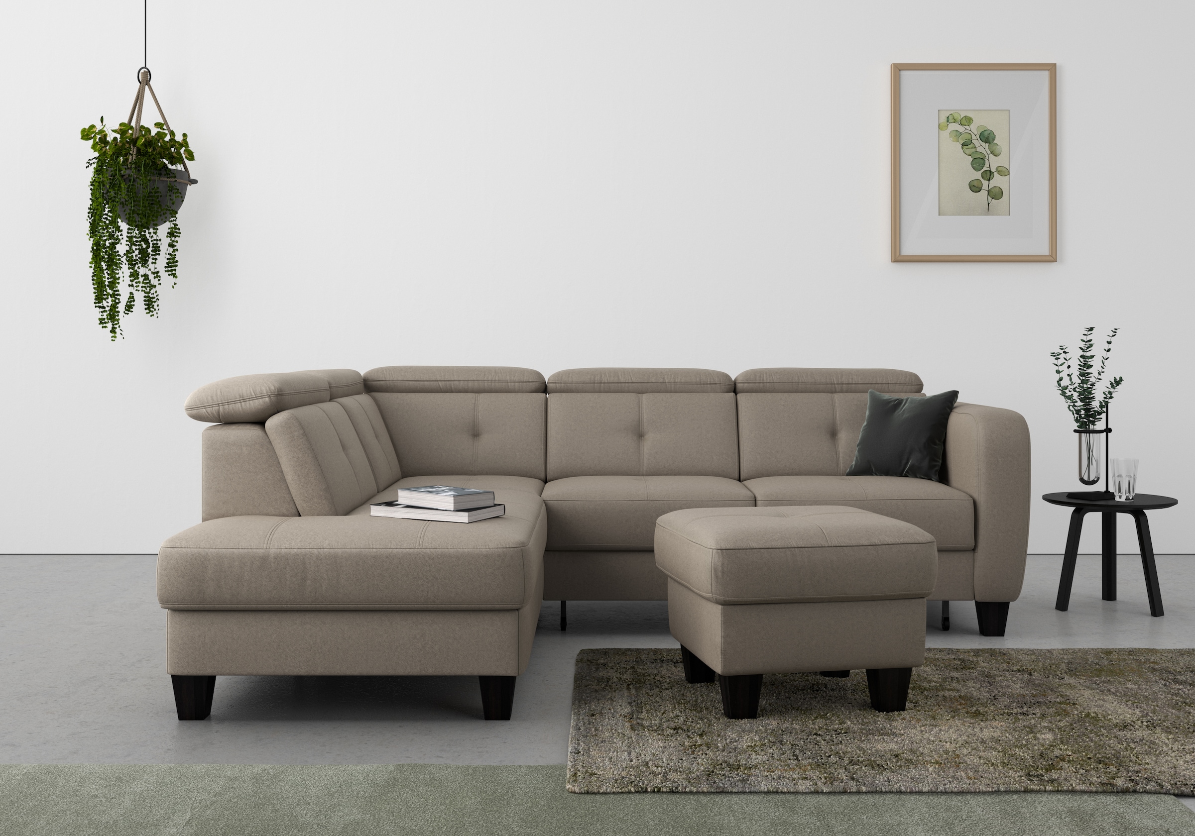 sit&more Ecksofa »Belluci L-Form«, inklusive Federkern, wahlweise mit Bettfunktion und Bettkasten