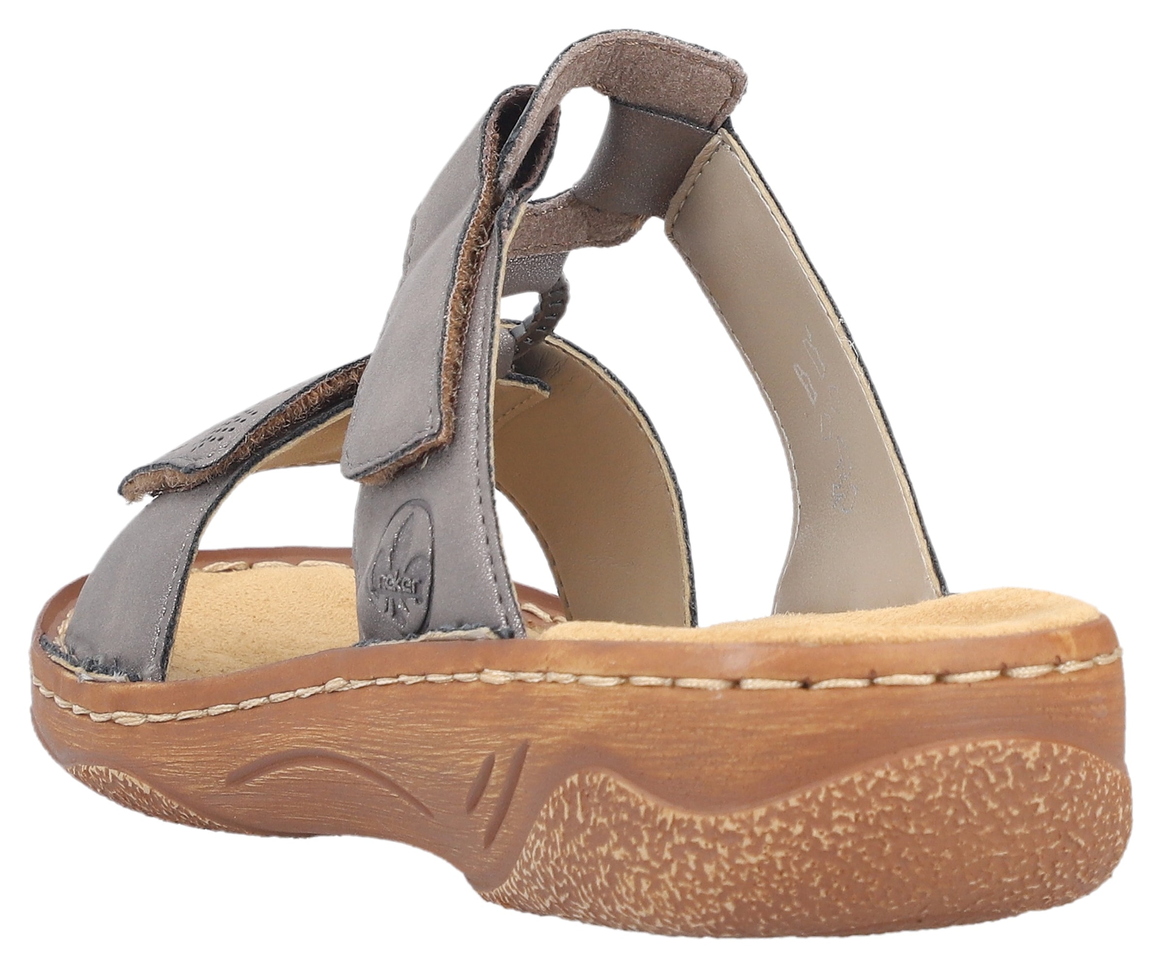 Rieker Pantolette  Sommerschuh, Schlappen, Urlaubschuh, Klettschuh mit Perforation