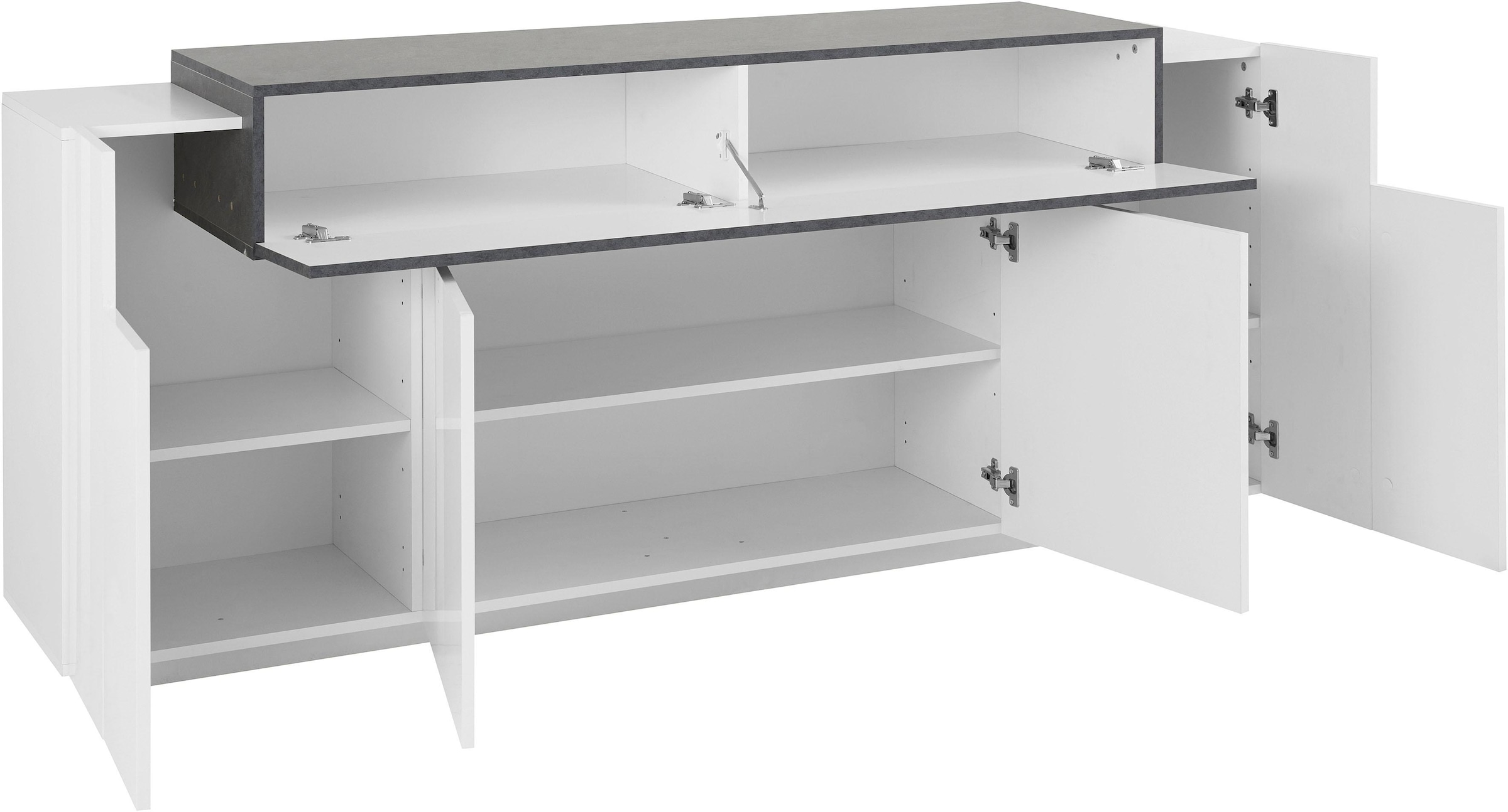 INOSIGN Sideboard »Coro, Kommode, Schrank, Kredenz, grifflos mit Einlegeböden«, 1 klappe,4 Türen, Doppeltiefe, B/T/H 200x45x85,6cm