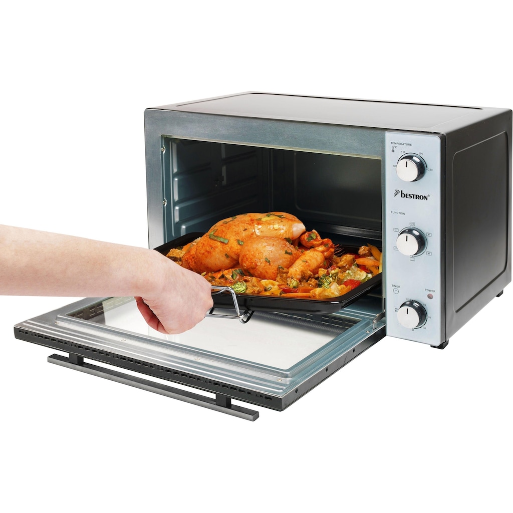 bestron Minibackofen »2-in-1 Gerät«, mit Drehspieß, 1500 W, Edelstahl, Schwarz