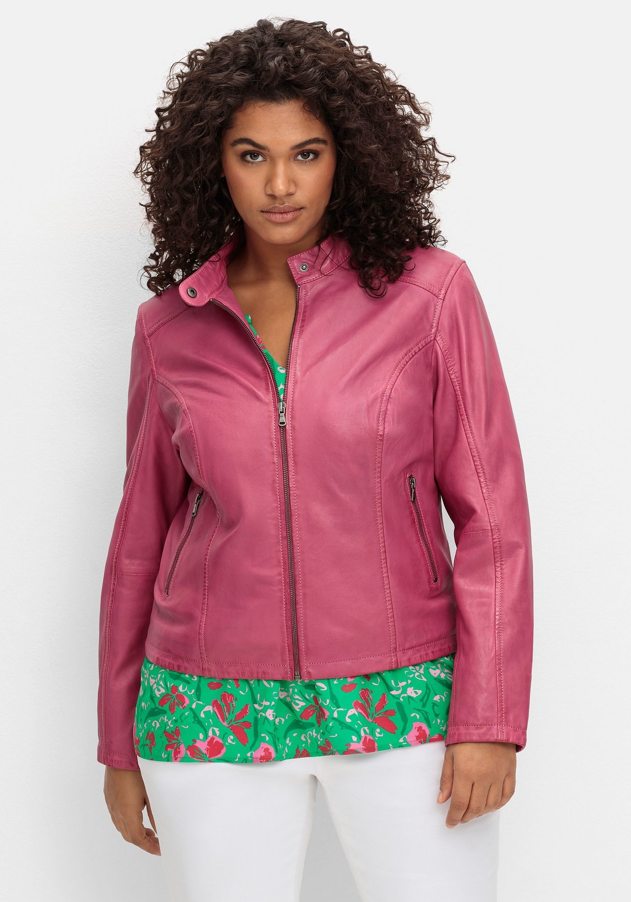 Sheego Lederjacke »Lederjacke aus Lammnappa, mit Stehkragen«