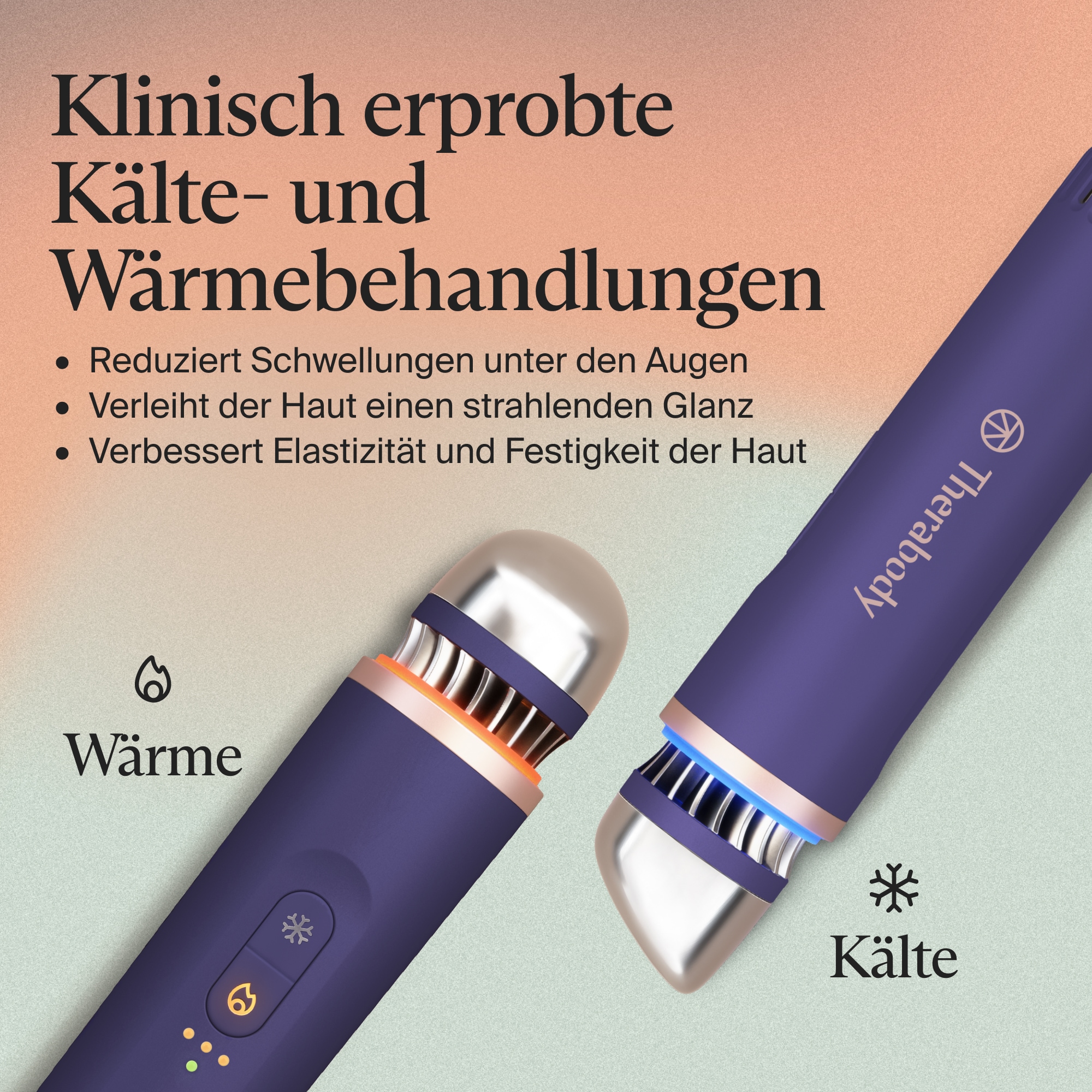 Therabody Anti-Aging-Gerät »Theraface Depuffing Wand Kälte- und Wärmebehandlungen für das Gesicht« Verbessert die Strahlkraft, reduziert Augenringe und Schwellungen