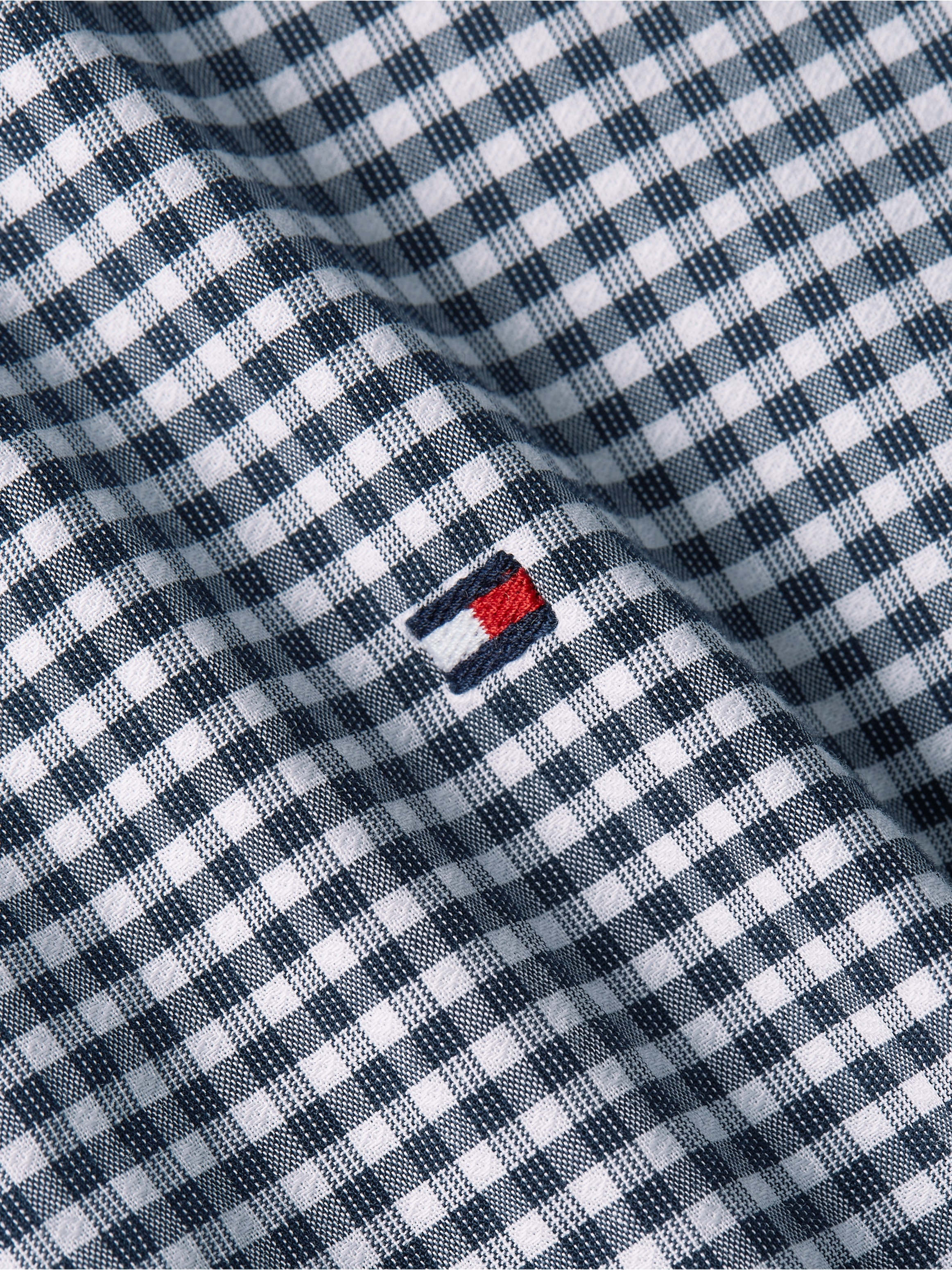 Tommy Hilfiger Karohemd »FLEX TEXTURED GINGHAM SF SHIRT«, mit kleiner Logostickerei