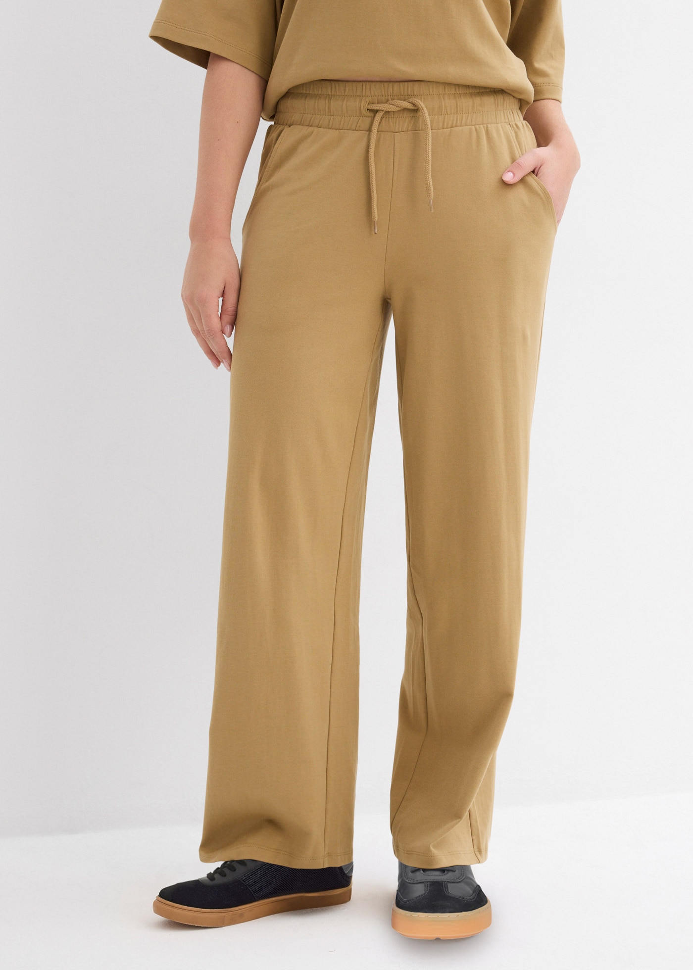 bonprix Jerseyhose  aus Baumwolle, lockere Passform, weites Bein, Casual Stil