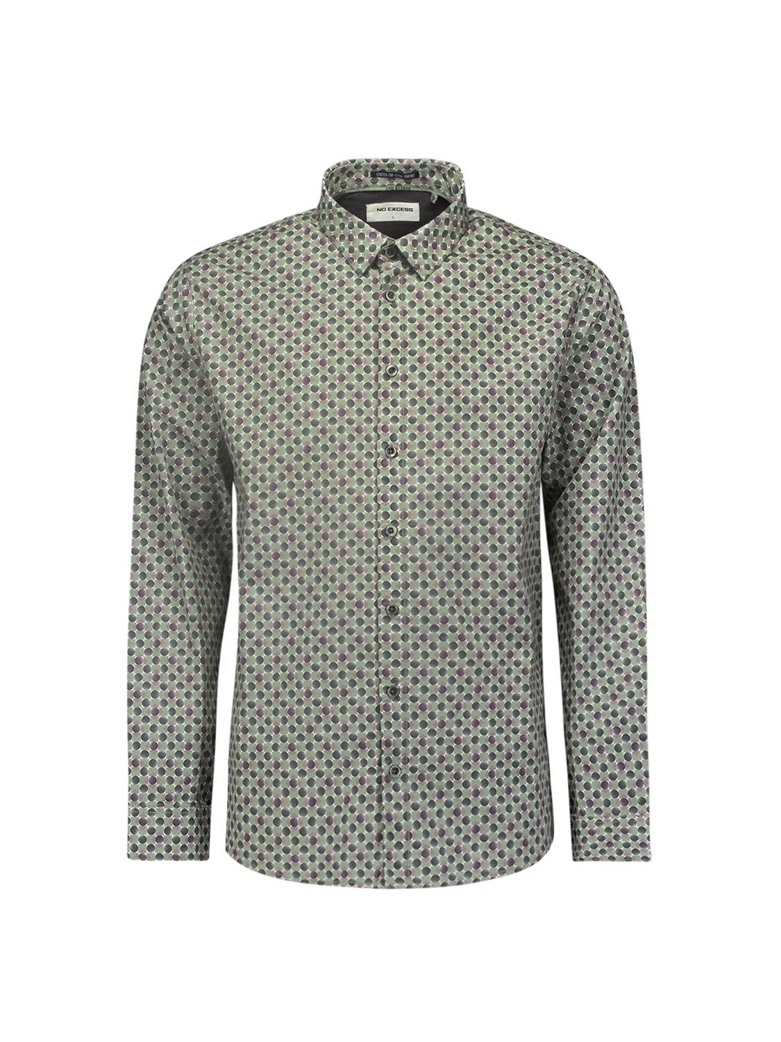 NO EXCESS Langarmhemd mit grafischem Allover-Muster