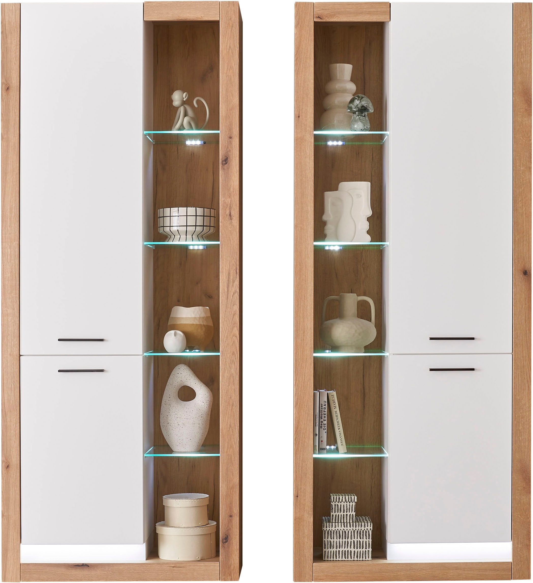 Home affaire Wohnwand »Brixen, moderne Anbauwand, Wohnzimmer-Set, Eiche Evoke Dekor mit Weiß« Set, 2 Stk. tlg.