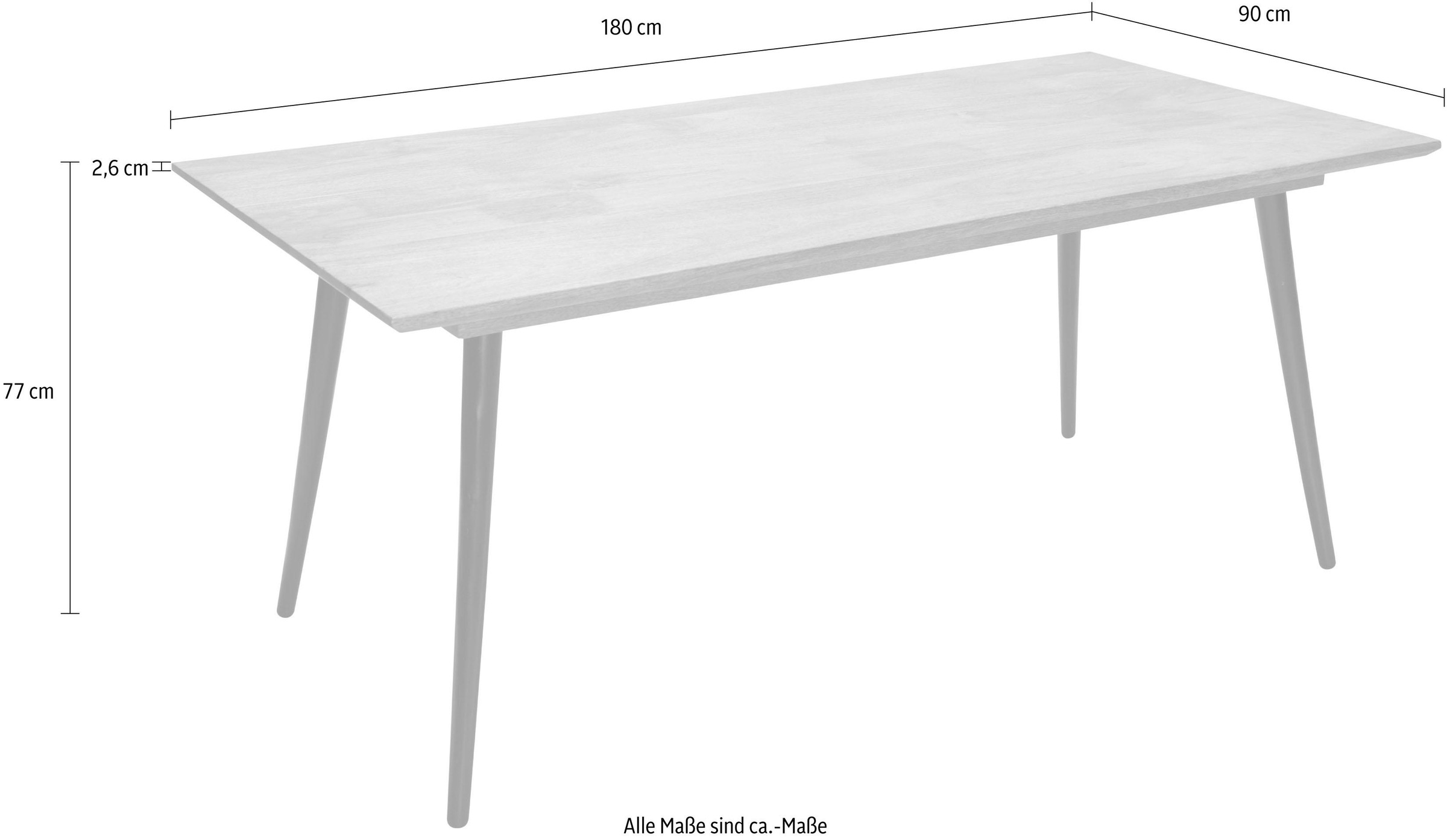 Raten aus Esstisch Breite TABLE auf Mangoholz, cm TOM »T-SOHO TAILOR LARGE«, bestellen 180 HOME